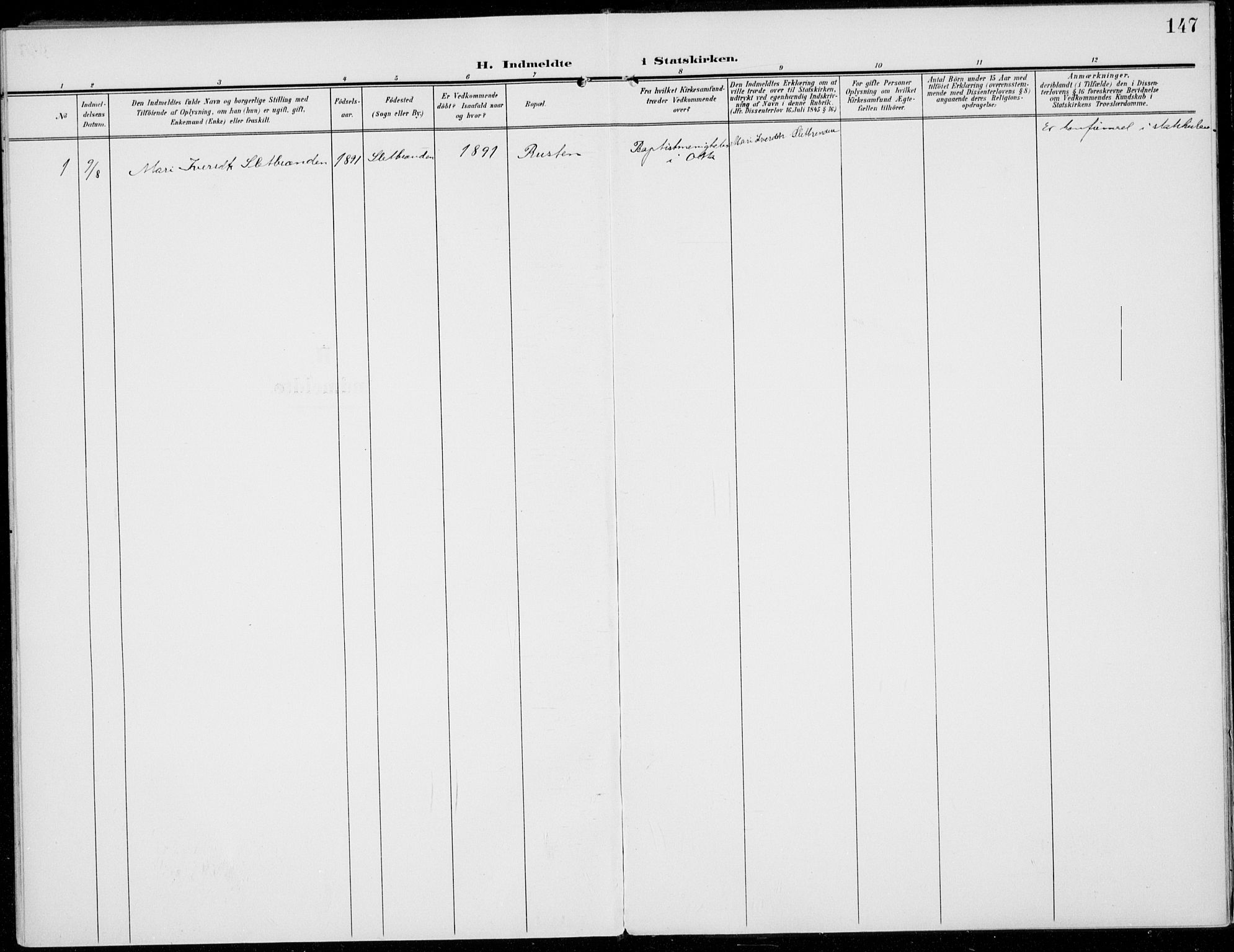 Sel prestekontor, AV/SAH-PREST-074/H/Ha/Haa/L0001: Parish register (official) no. 1, 1905-1922, p. 147