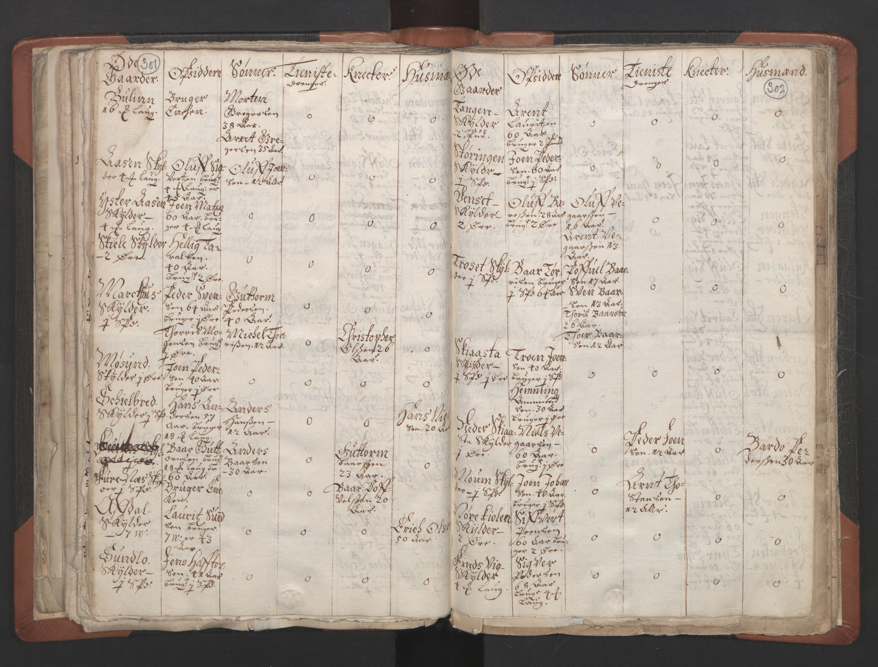 RA, Vicar's Census 1664-1666, no. 32: Innherad deanery, 1664-1666, p. 301-302