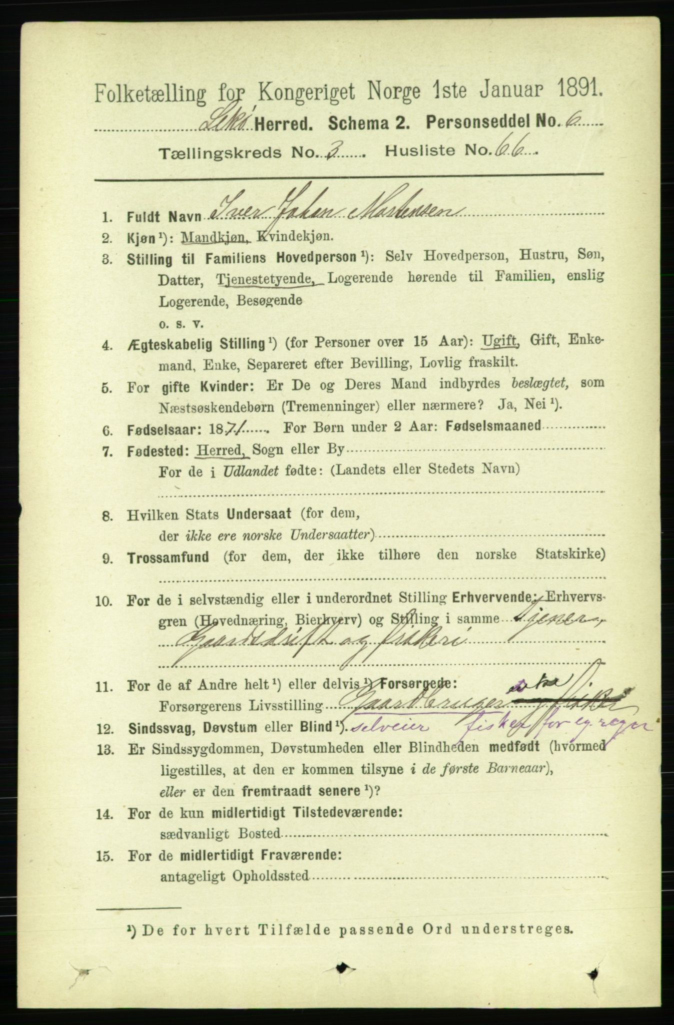 RA, 1891 census for 1755 Leka, 1891, p. 1826