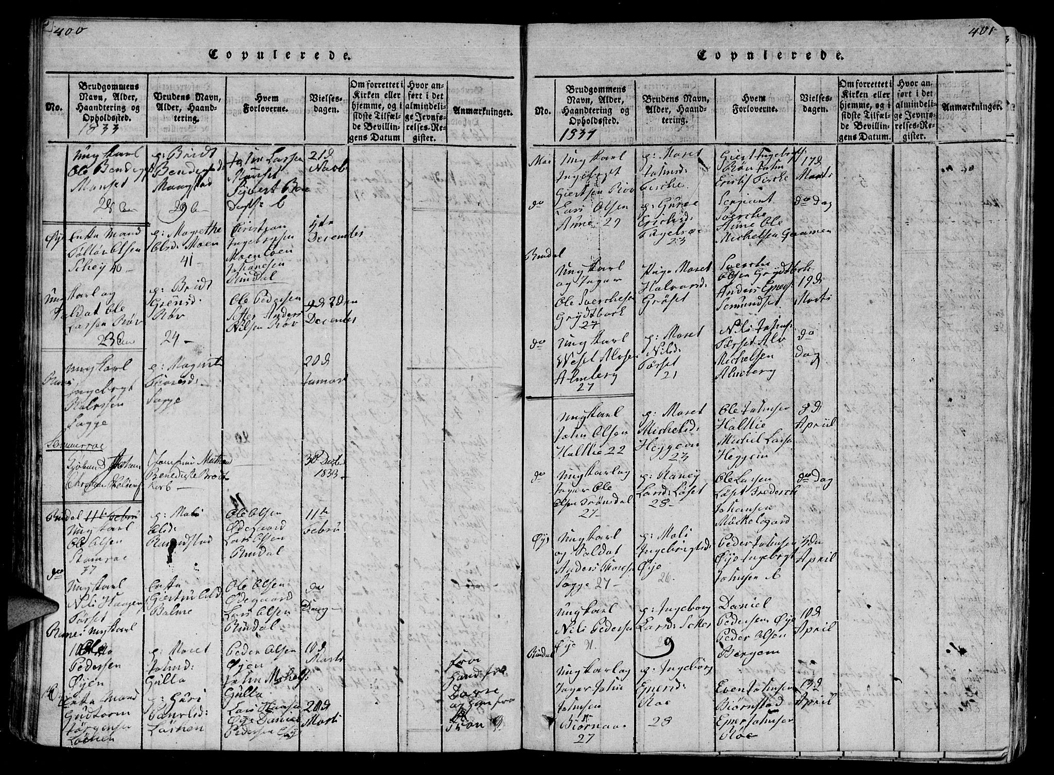 Ministerialprotokoller, klokkerbøker og fødselsregistre - Møre og Romsdal, AV/SAT-A-1454/595/L1050: Parish register (copy) no. 595C02, 1819-1834, p. 400-401