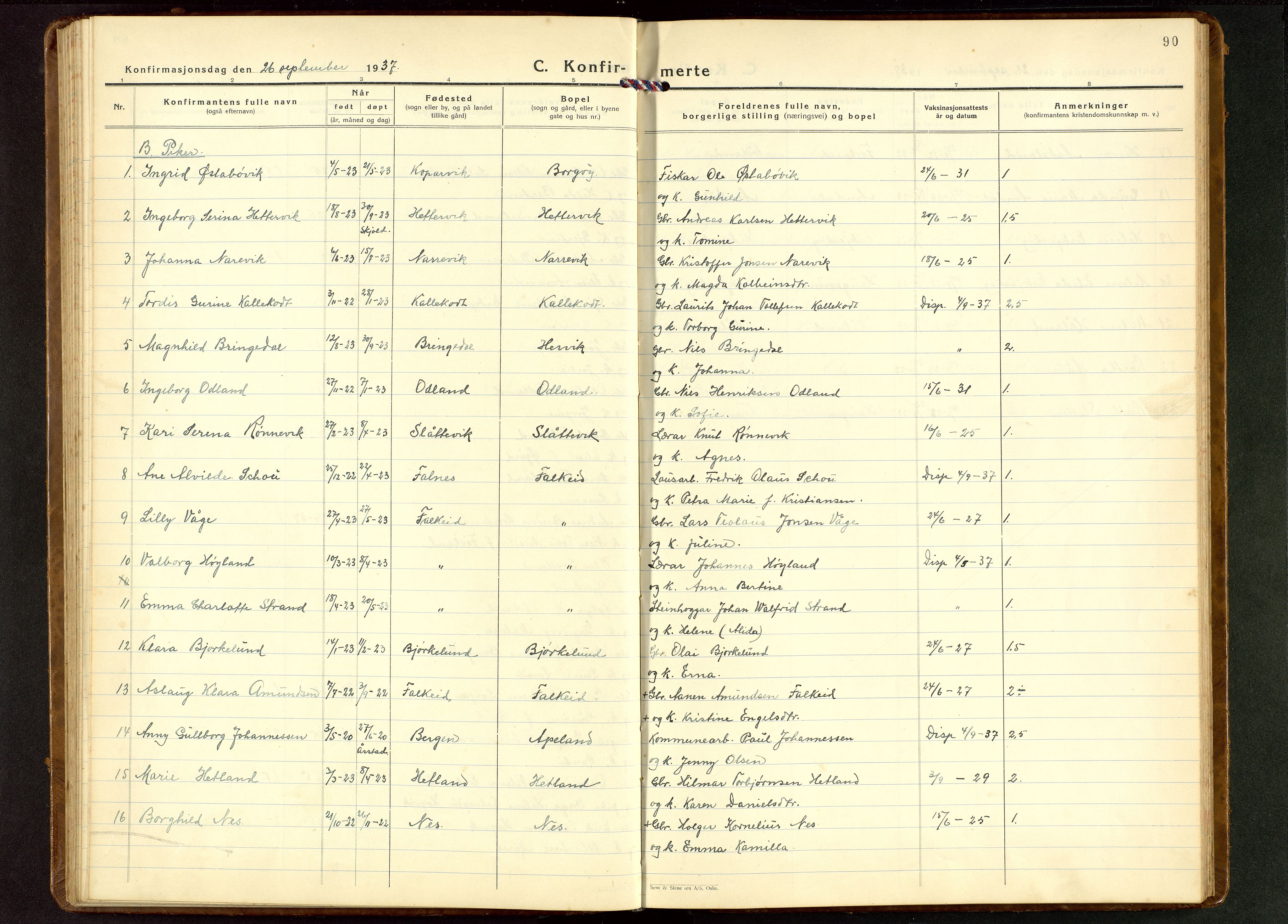 Tysvær sokneprestkontor, AV/SAST-A -101864/H/Ha/Hab/L0006: Parish register (copy) no. B 6, 1932-1946, p. 90