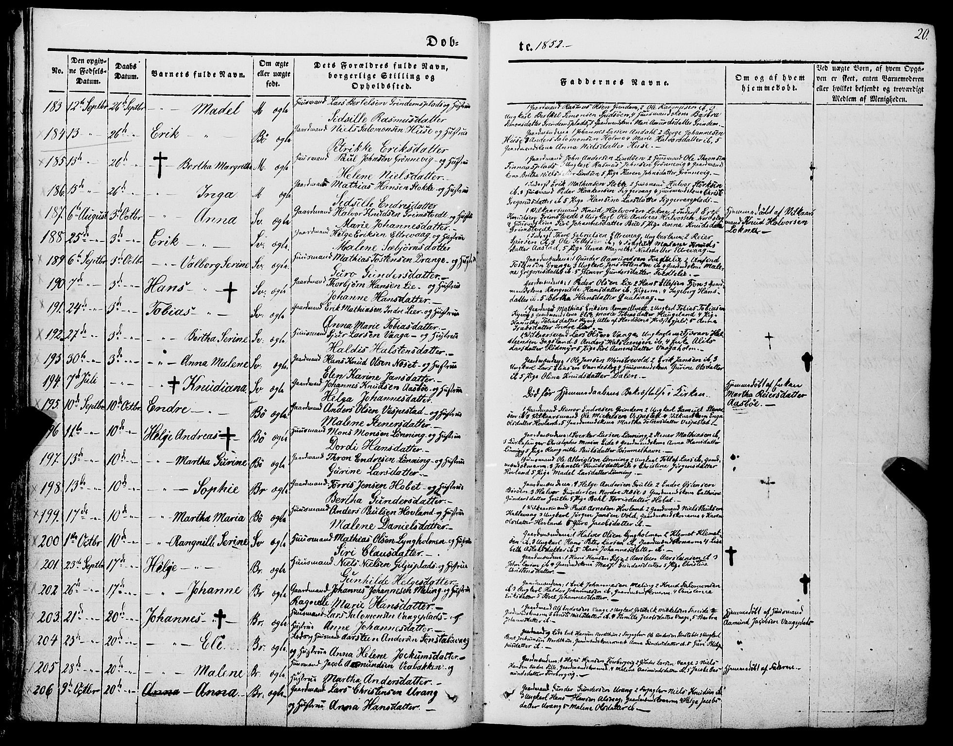 Finnås sokneprestembete, SAB/A-99925/H/Ha/Haa/Haaa/L0007: Parish register (official) no. A 7, 1850-1862, p. 20