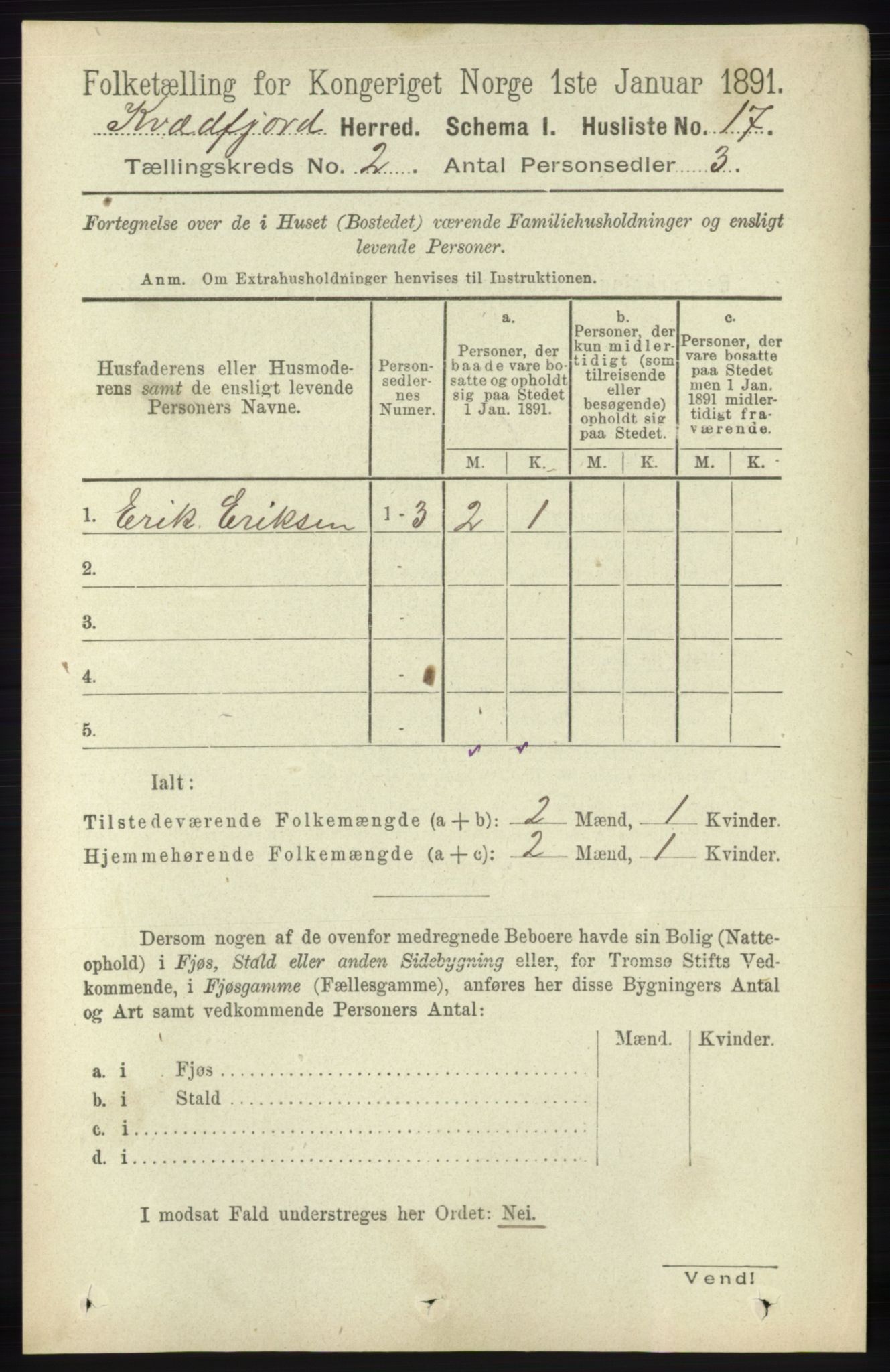 RA, 1891 census for 1911 Kvæfjord, 1891, p. 644