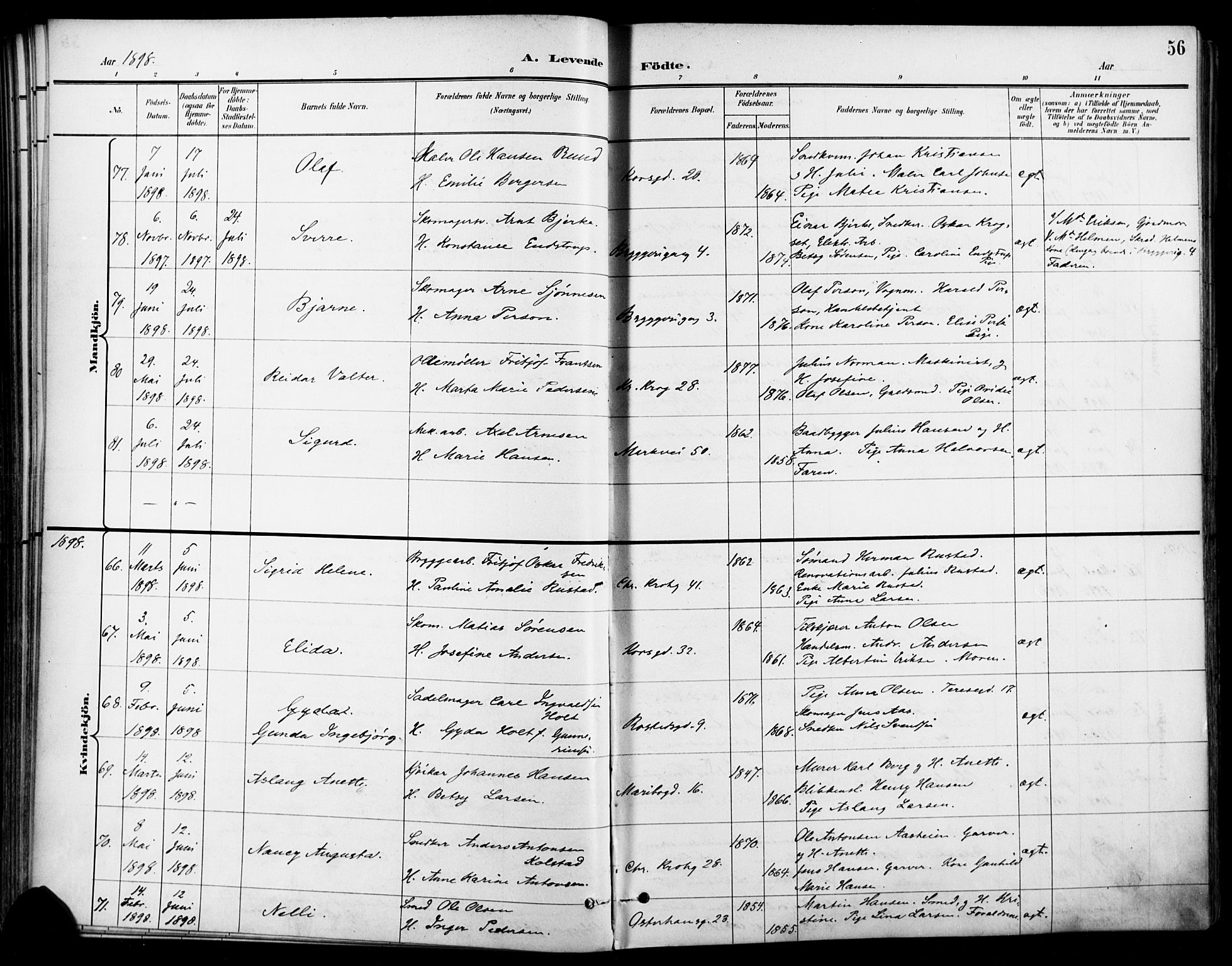 Jakob prestekontor Kirkebøker, SAO/A-10850/F/Fa/L0005: Parish register (official) no. 5, 1896-1903, p. 56