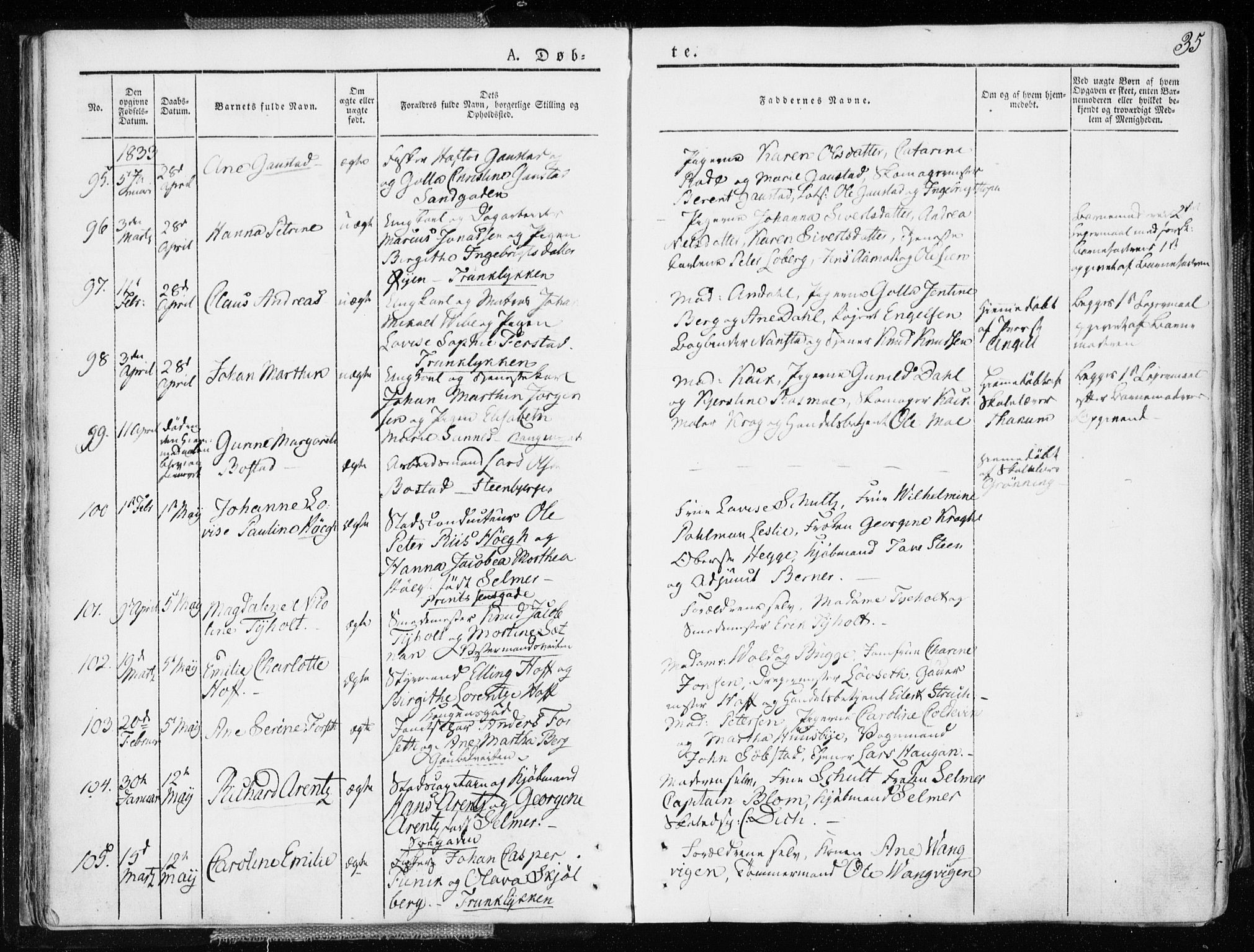 Ministerialprotokoller, klokkerbøker og fødselsregistre - Sør-Trøndelag, SAT/A-1456/601/L0047: Parish register (official) no. 601A15, 1831-1839, p. 35
