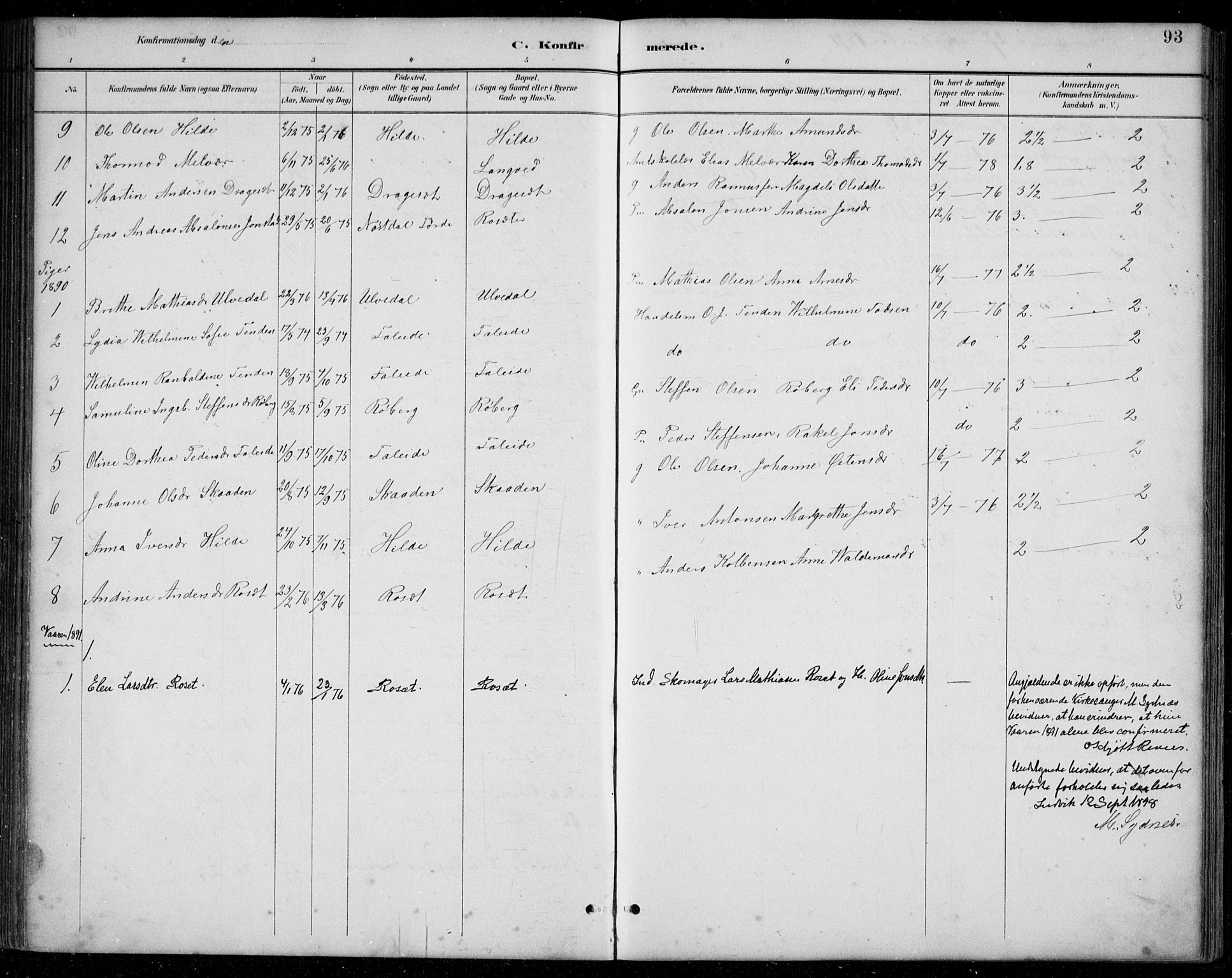 Innvik sokneprestembete, AV/SAB-A-80501: Parish register (copy) no. A 3, 1886-1912, p. 93