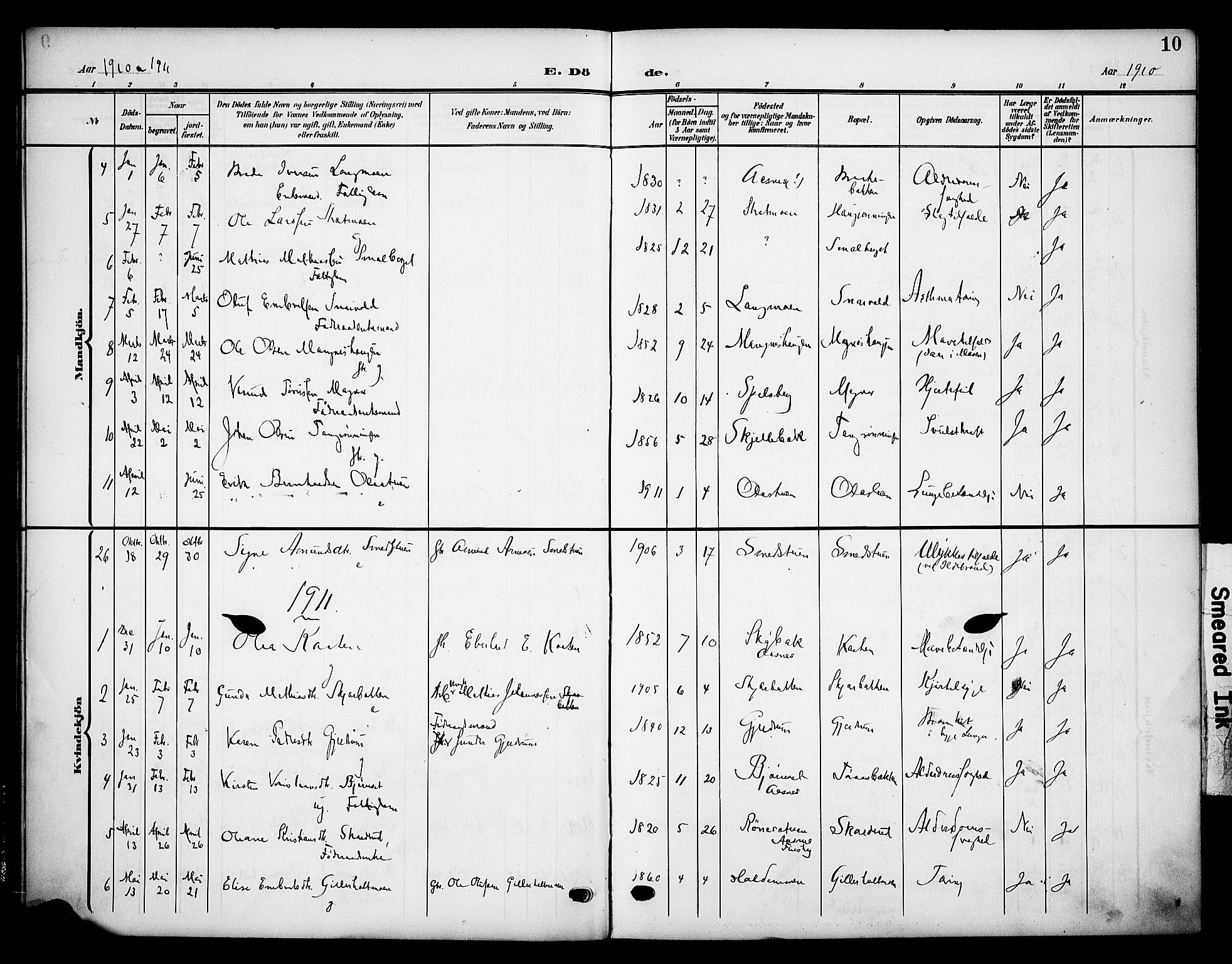 Våler prestekontor, Hedmark, AV/SAH-PREST-040/H/Ha/Haa/L0007: Parish register (official) no. 7, 1908-1919, p. 10