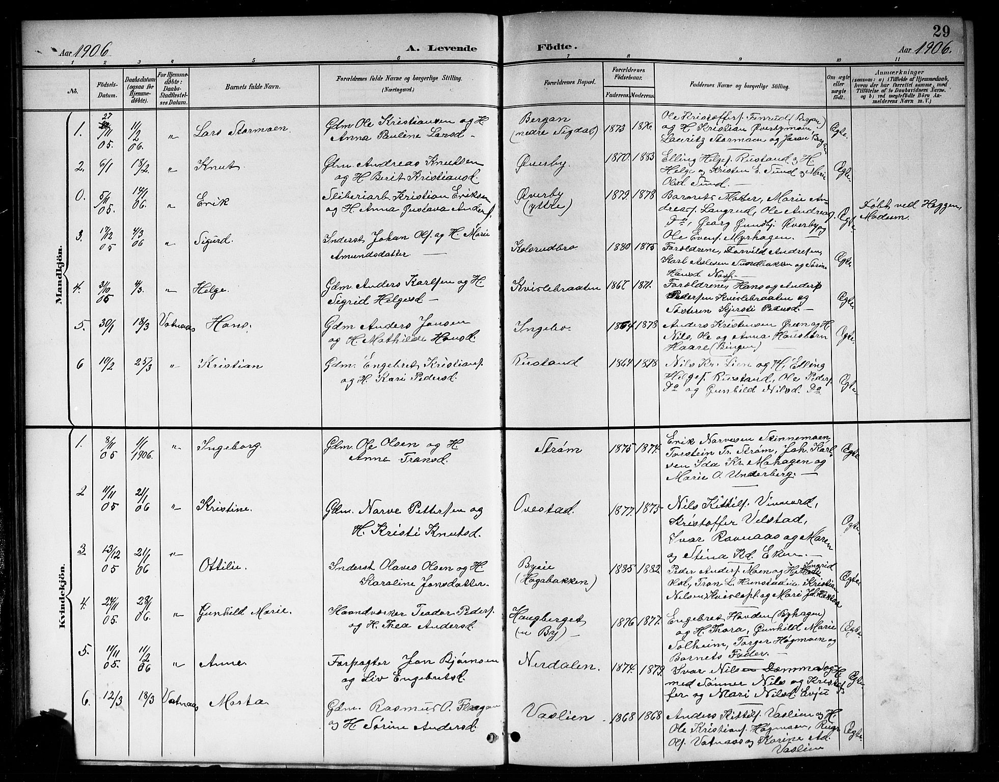 Sigdal kirkebøker, AV/SAKO-A-245/G/Ga/L0006: Parish register (copy) no. I 6, 1901-1916, p. 29
