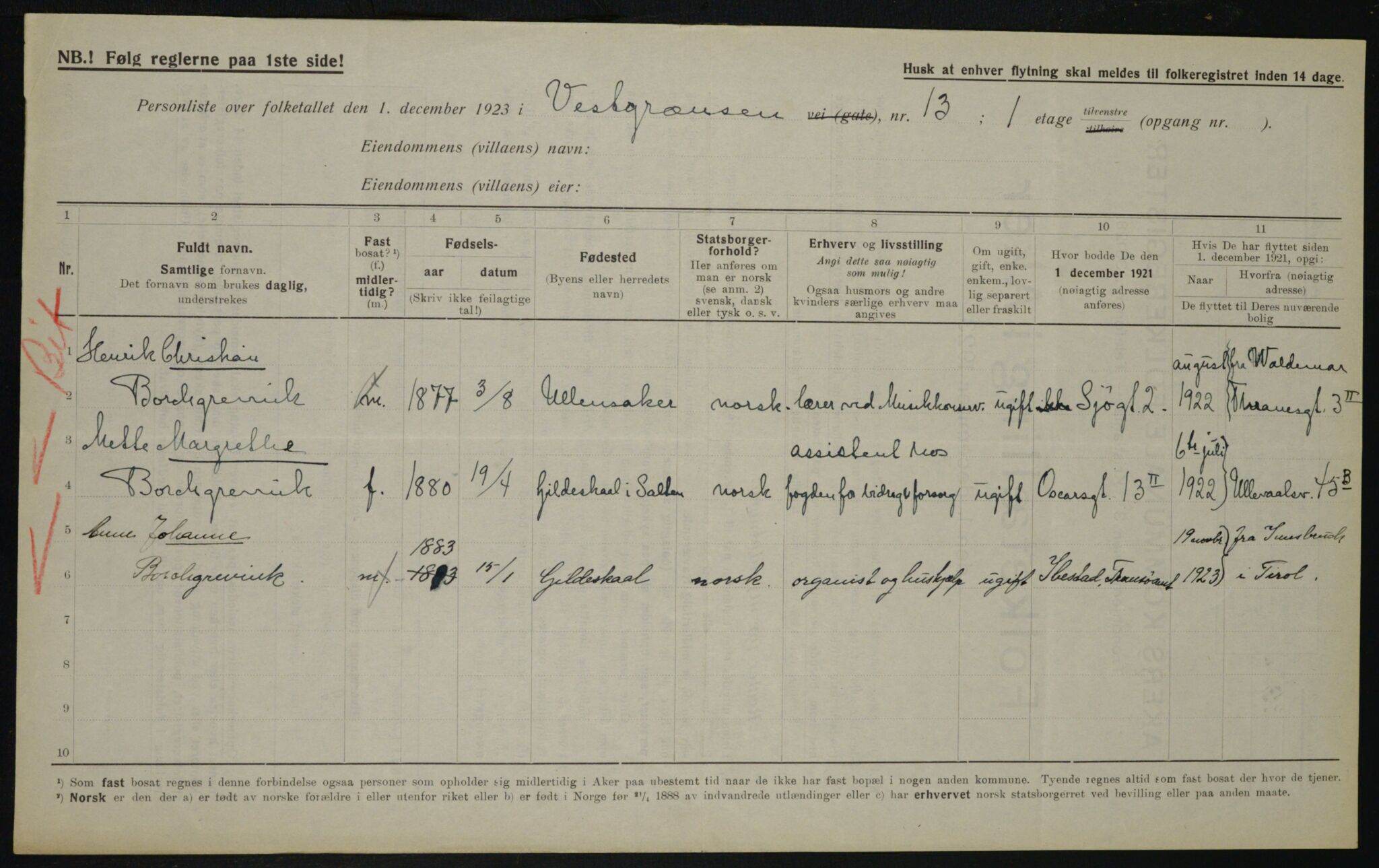 , Municipal Census 1923 for Aker, 1923, p. 21906