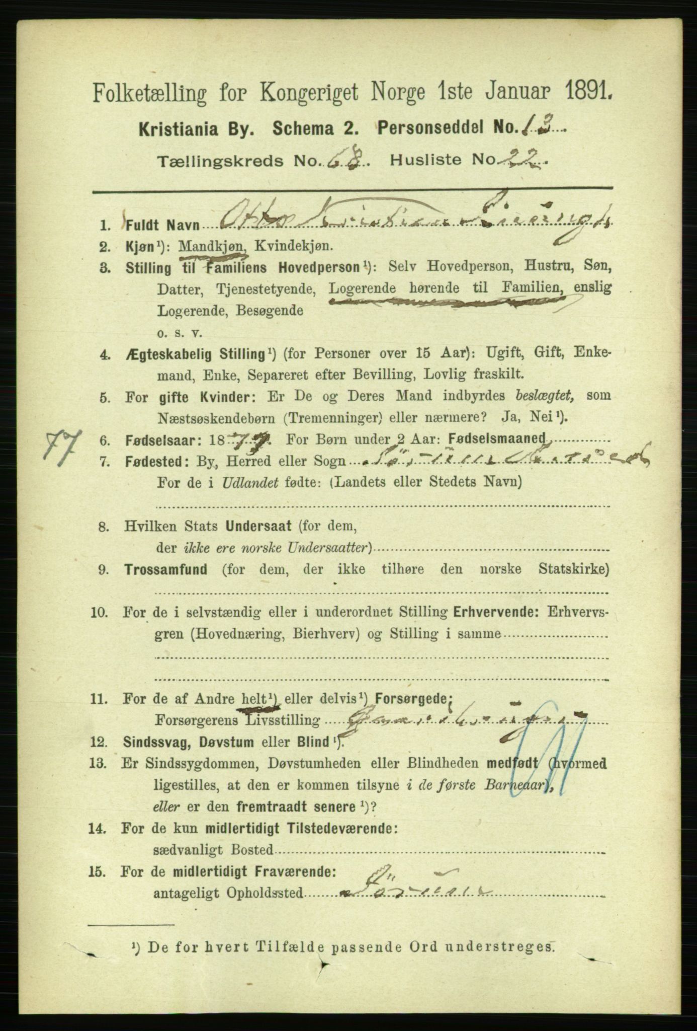 RA, 1891 census for 0301 Kristiania, 1891, p. 37690
