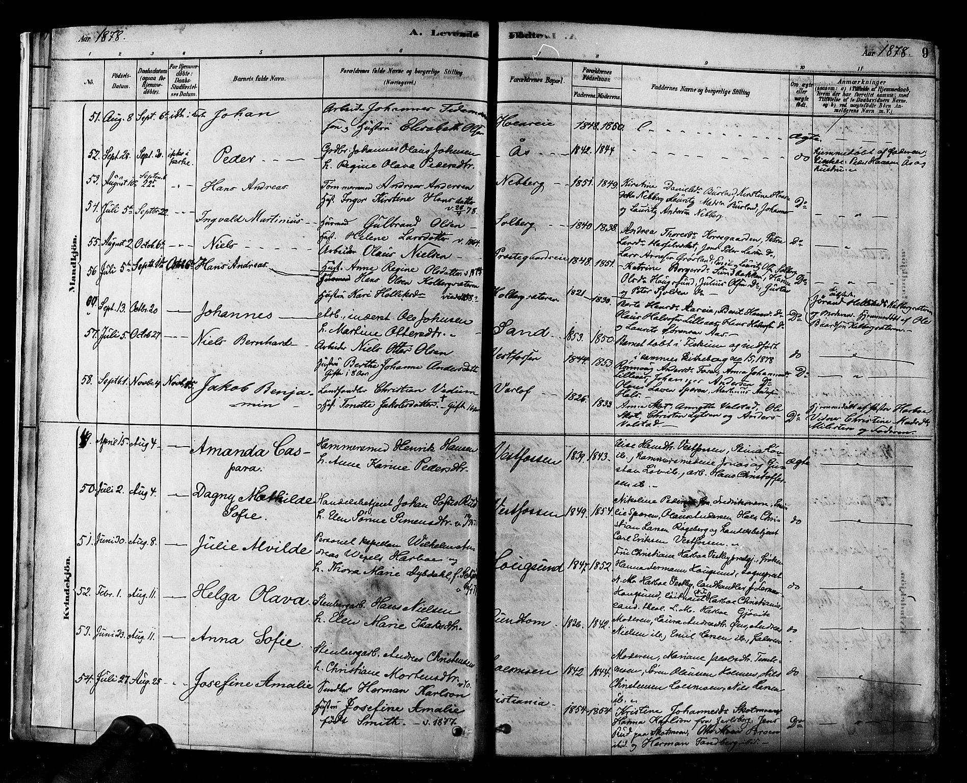 Eiker kirkebøker, SAKO/A-4/F/Fb/L0001: Parish register (official) no. II 1, 1878-1888, p. 9