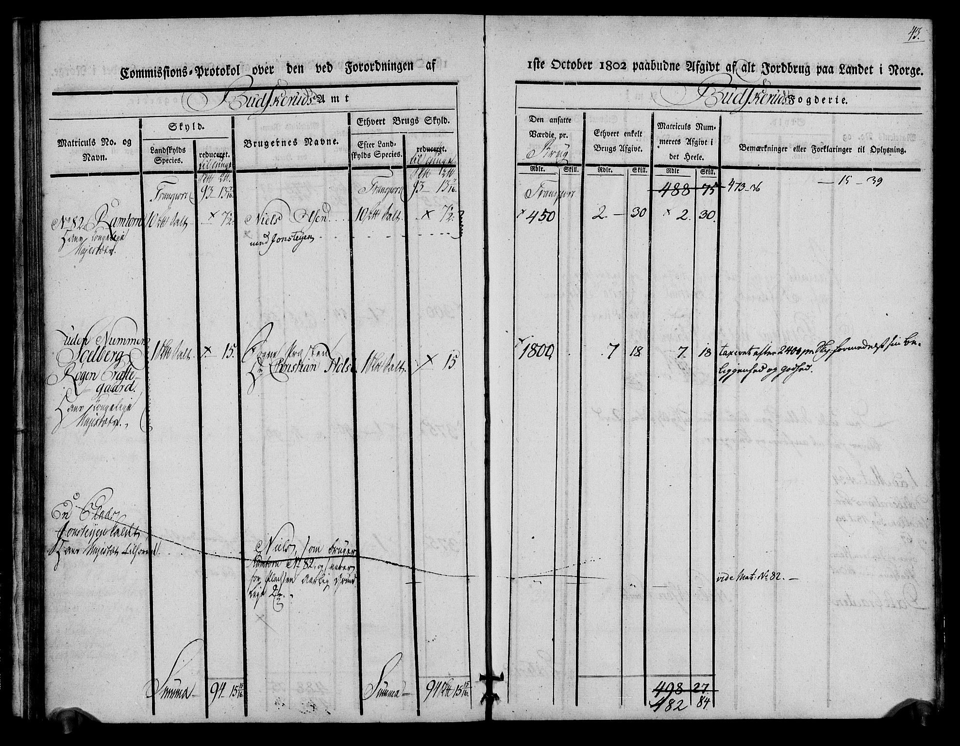 Rentekammeret inntil 1814, Realistisk ordnet avdeling, AV/RA-EA-4070/N/Ne/Nea/L0062: Buskerud fogderi. Kommisjonsprotokoll for Røyken prestegjeld, 1803, p. 43