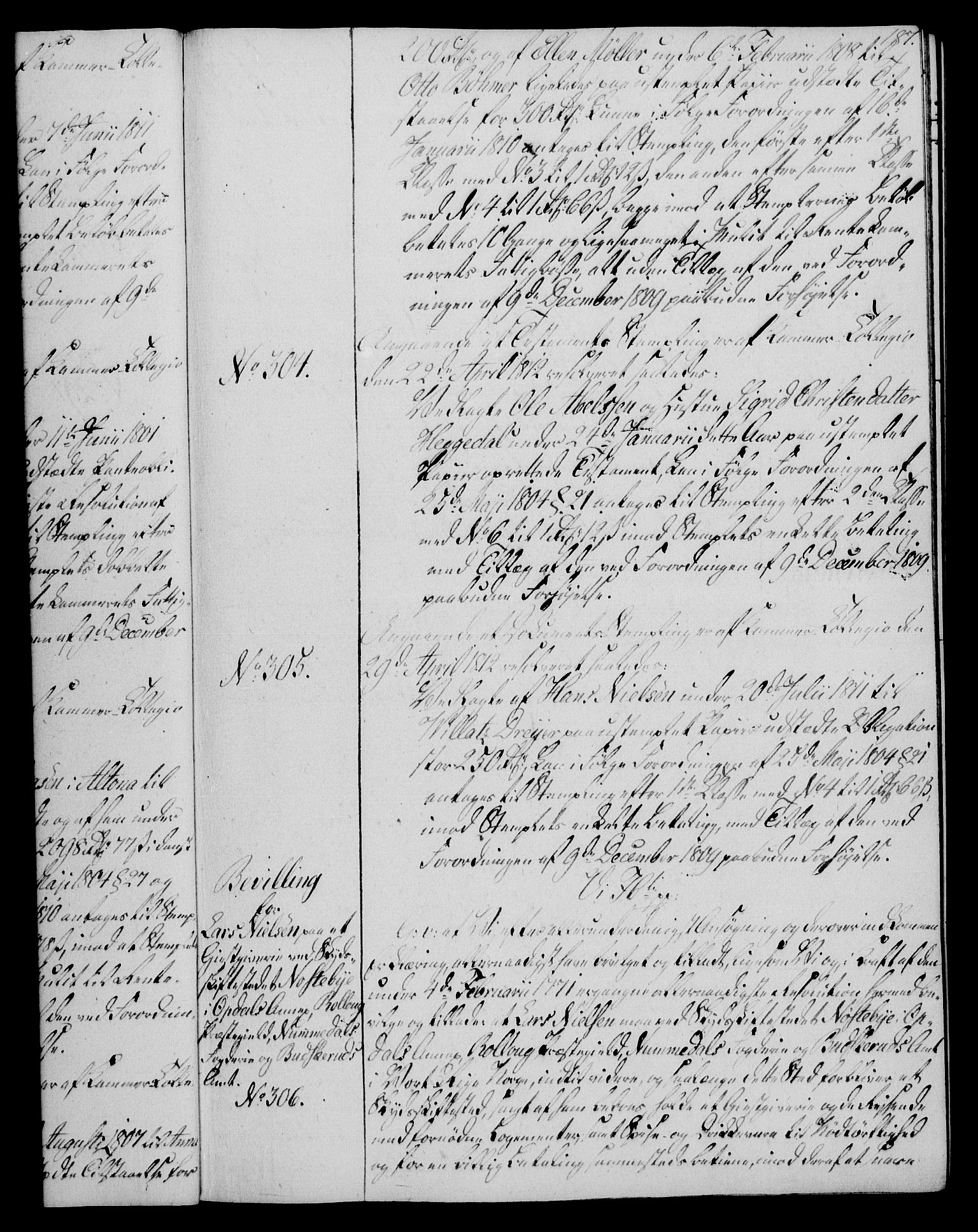 Rentekammeret, Kammerkanselliet, AV/RA-EA-3111/G/Gg/Gga/L0020: Norsk ekspedisjonsprotokoll med register (merket RK 53.20), 1811-1814, p. 187