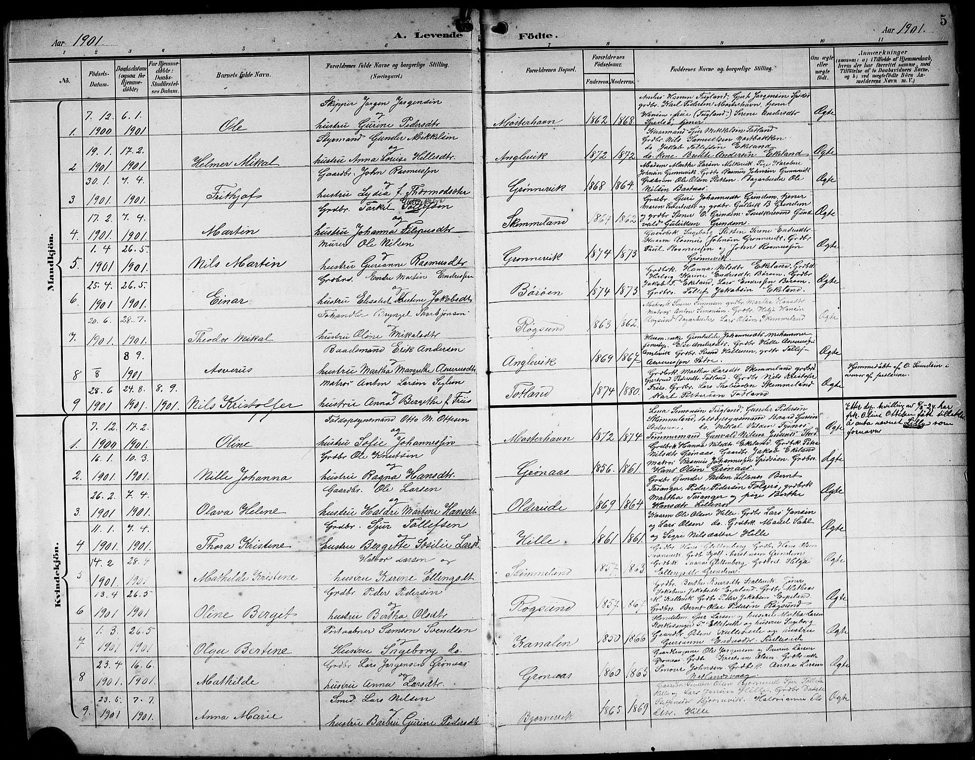 Finnås sokneprestembete, AV/SAB-A-99925/H/Ha/Hab/Haba/L0004: Parish register (copy) no. A 4, 1901-1924, p. 5
