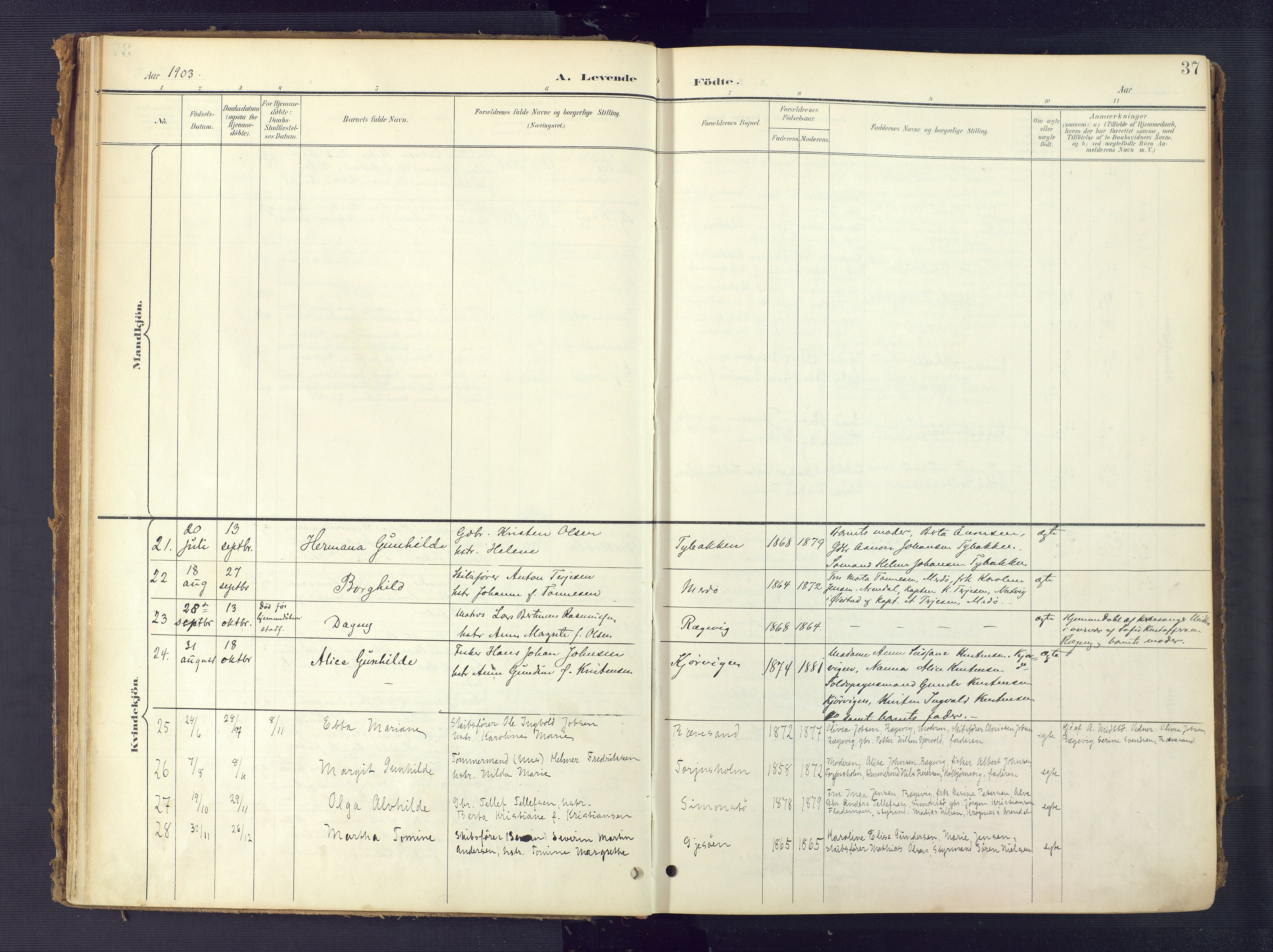 Tromøy sokneprestkontor, AV/SAK-1111-0041/F/Fa/L0010: Parish register (official) no. A 10, 1896-1912, p. 37