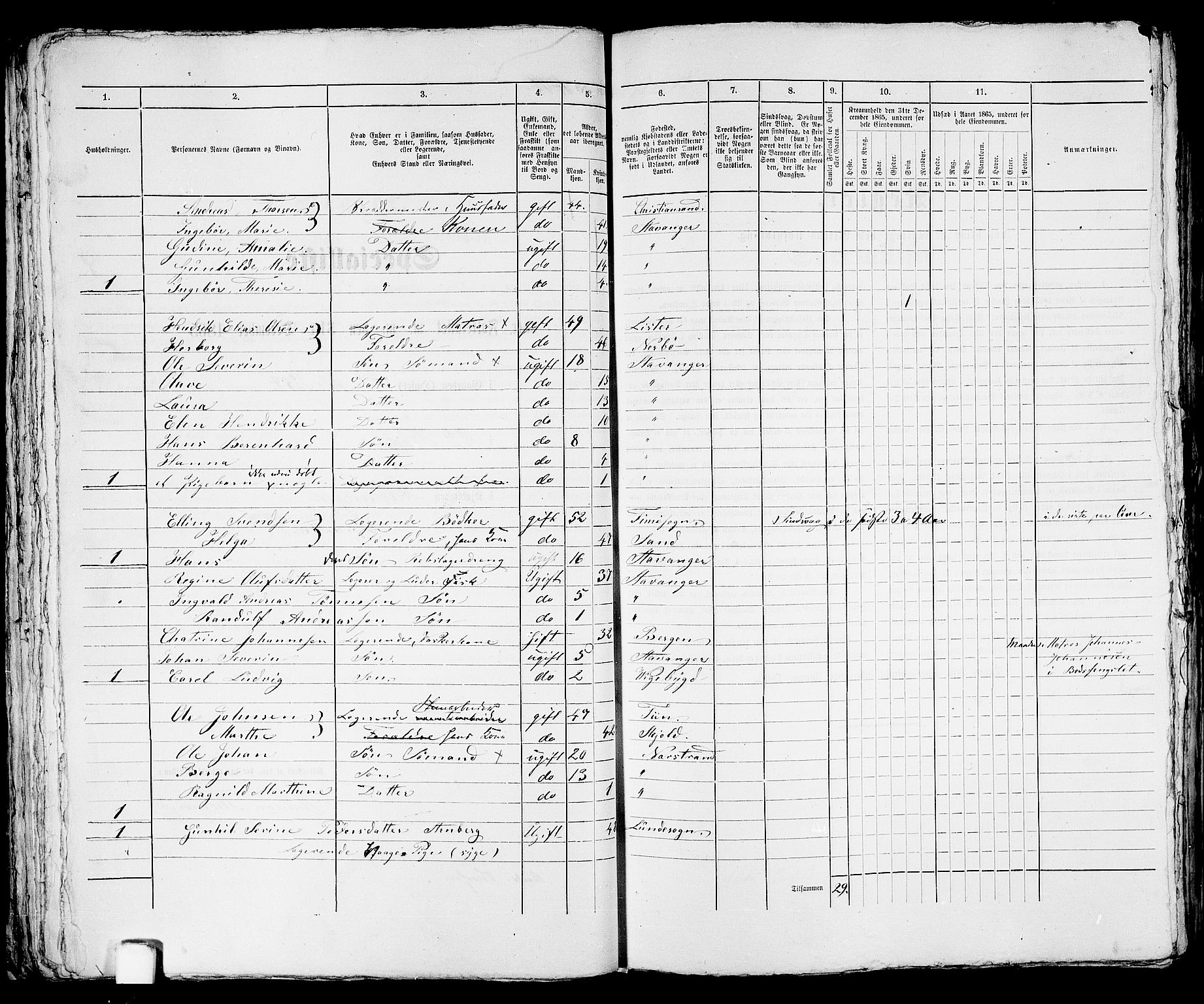 RA, 1865 census for Stavanger, 1865, p. 2107