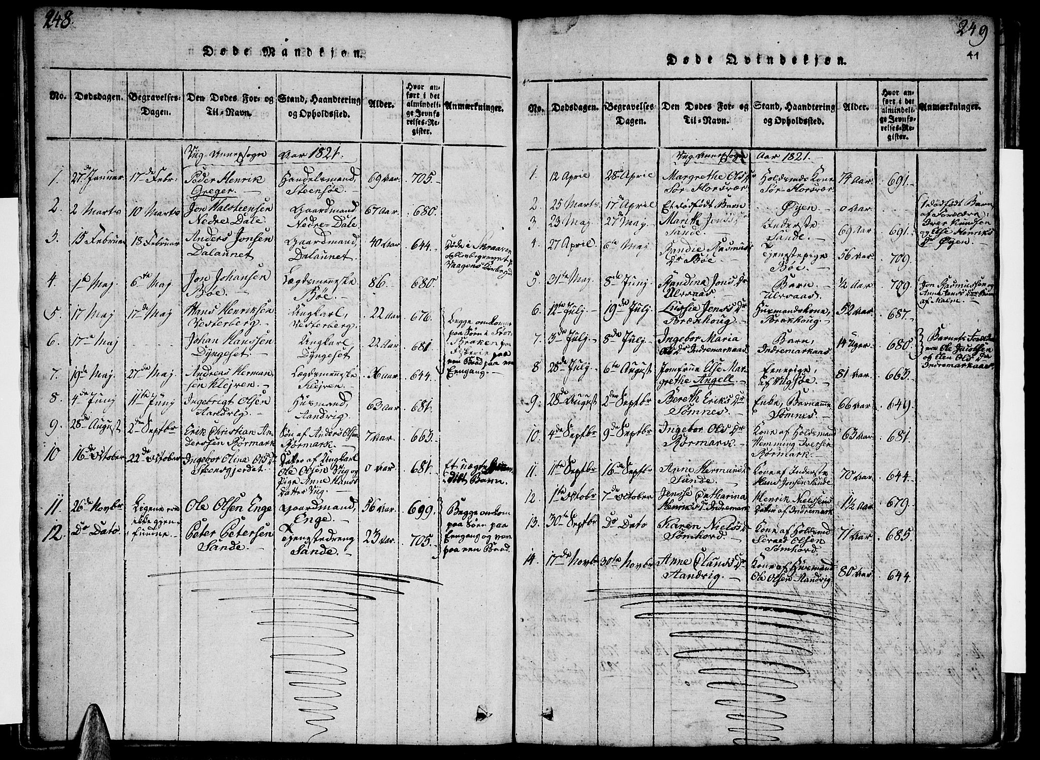 Ministerialprotokoller, klokkerbøker og fødselsregistre - Nordland, SAT/A-1459/812/L0175: Parish register (official) no. 812A04, 1820-1833, p. 248-249