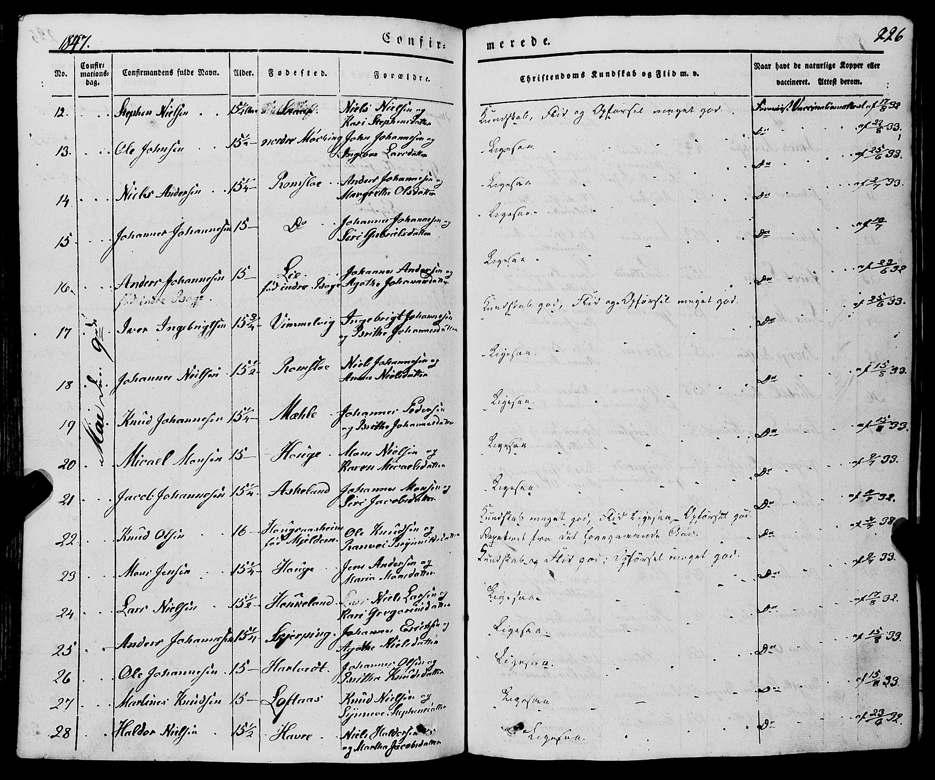 Haus sokneprestembete, AV/SAB-A-75601/H/Haa: Parish register (official) no. A 15, 1838-1847, p. 226