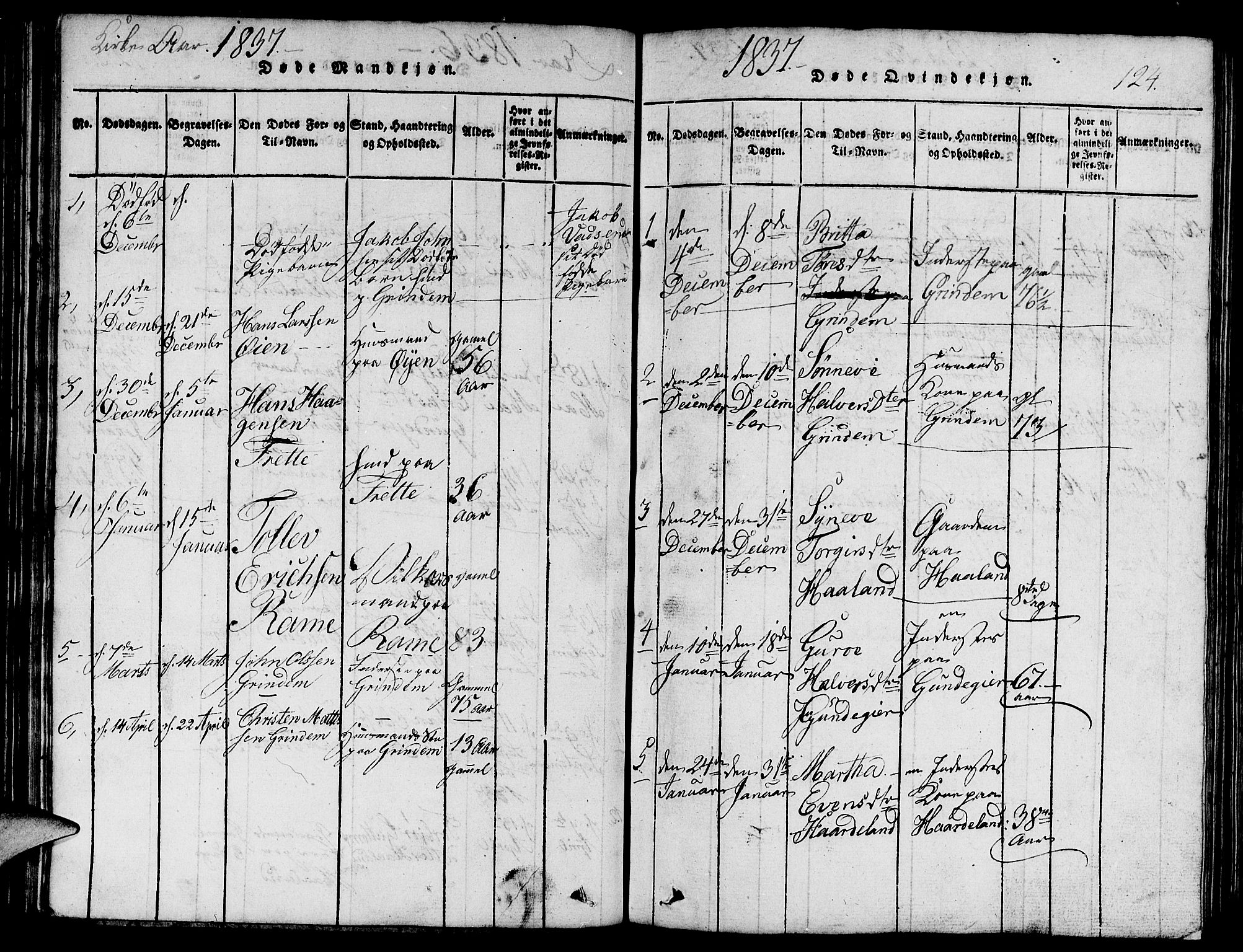 Etne sokneprestembete, SAB/A-75001/H/Hab: Parish register (copy) no. C 1, 1816-1841, p. 124