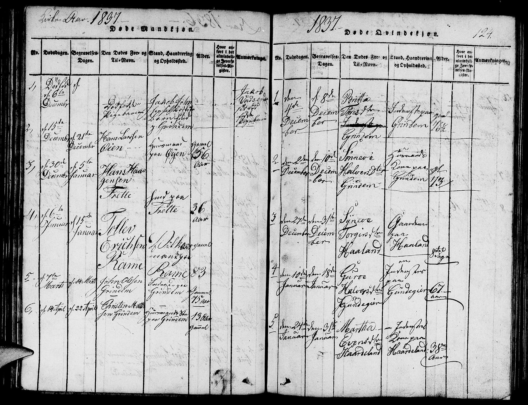 Etne sokneprestembete, AV/SAB-A-75001/H/Hab: Parish register (copy) no. C 1, 1816-1841, p. 124