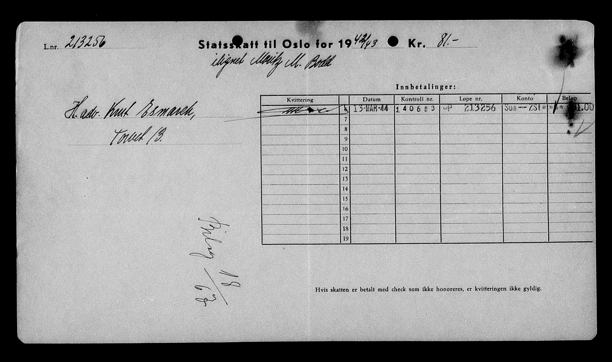 Justisdepartementet, Tilbakeføringskontoret for inndratte formuer, AV/RA-S-1564/H/Hc/Hcc/L0927: --, 1945-1947, p. 88