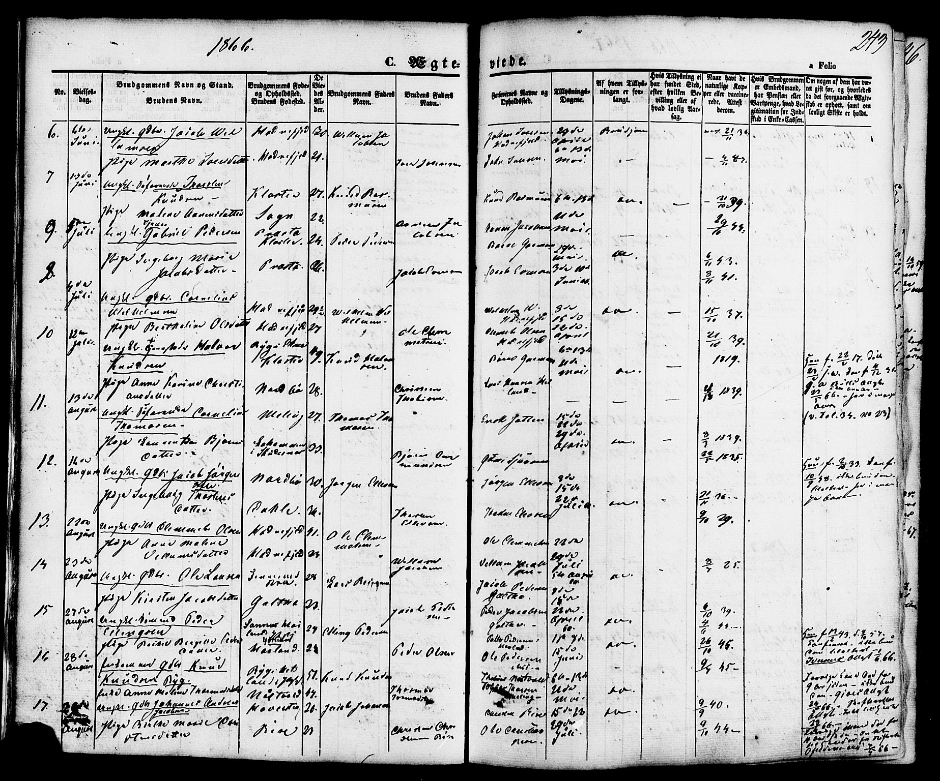 Rennesøy sokneprestkontor, AV/SAST-A -101827/H/Ha/Haa/L0006: Parish register (official) no. A 6, 1860-1878, p. 243