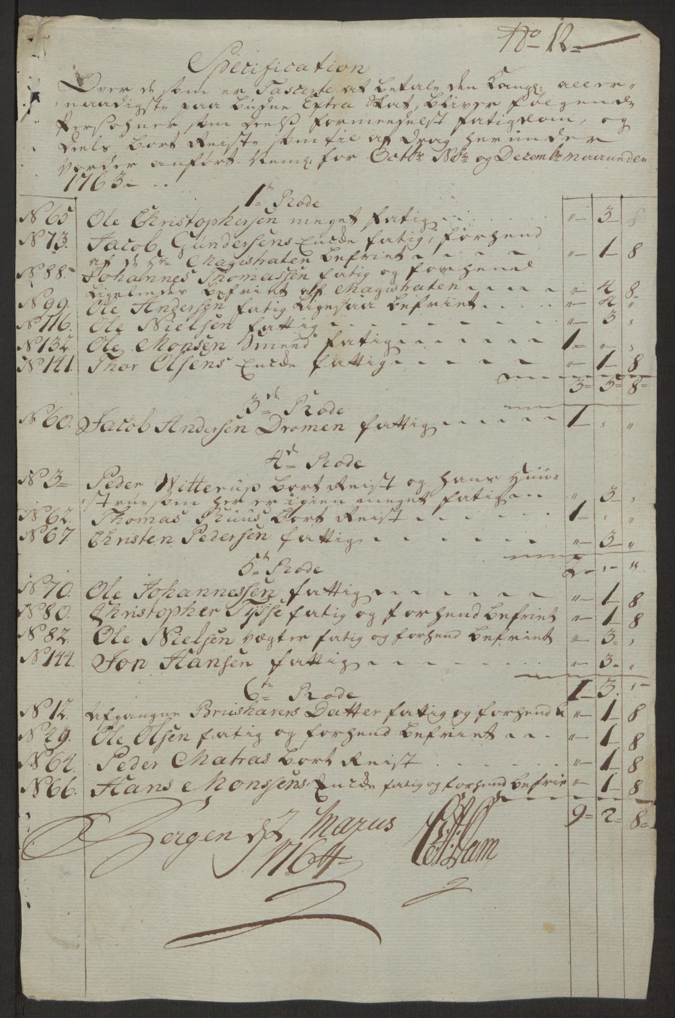 Rentekammeret inntil 1814, Reviderte regnskaper, Byregnskaper, AV/RA-EA-4066/R/Rp/L0366/0001: [P20] Kontribusjonsregnskap / Ekstraskatt, 1763, p. 265