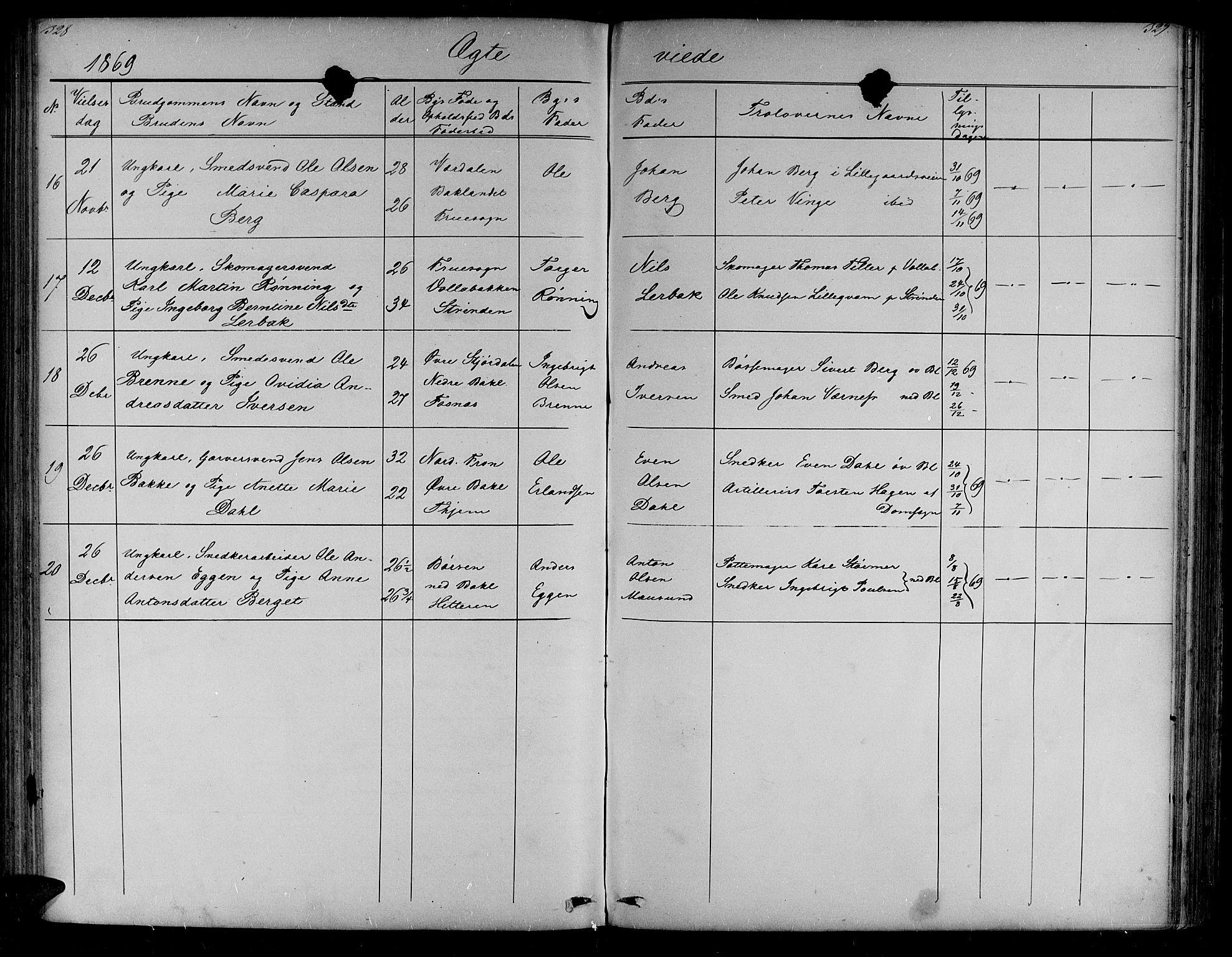 Ministerialprotokoller, klokkerbøker og fødselsregistre - Sør-Trøndelag, SAT/A-1456/604/L0219: Parish register (copy) no. 604C02, 1851-1869, p. 328-329