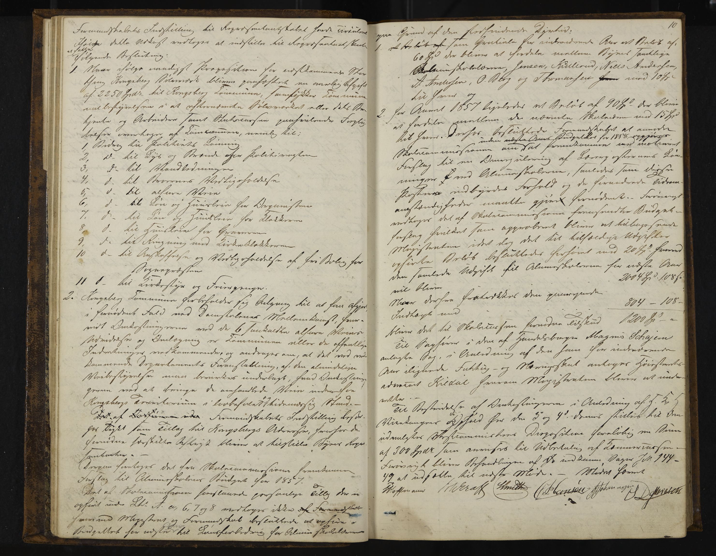 Kongsberg formannskap og sentraladministrasjon, IKAK/0604021-1/A/L0003: Møtebok med register, 1856-1861, p. 10