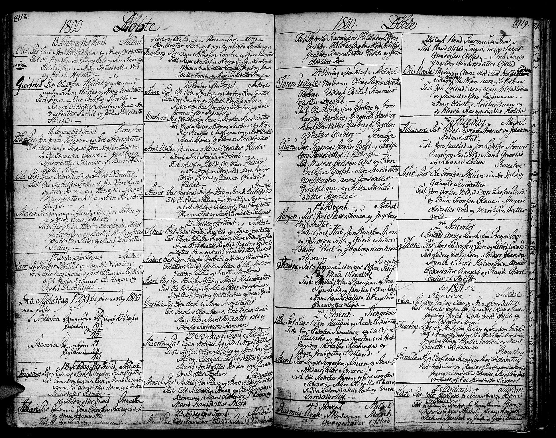 Ministerialprotokoller, klokkerbøker og fødselsregistre - Sør-Trøndelag, SAT/A-1456/672/L0852: Parish register (official) no. 672A05, 1776-1815, p. 418-419