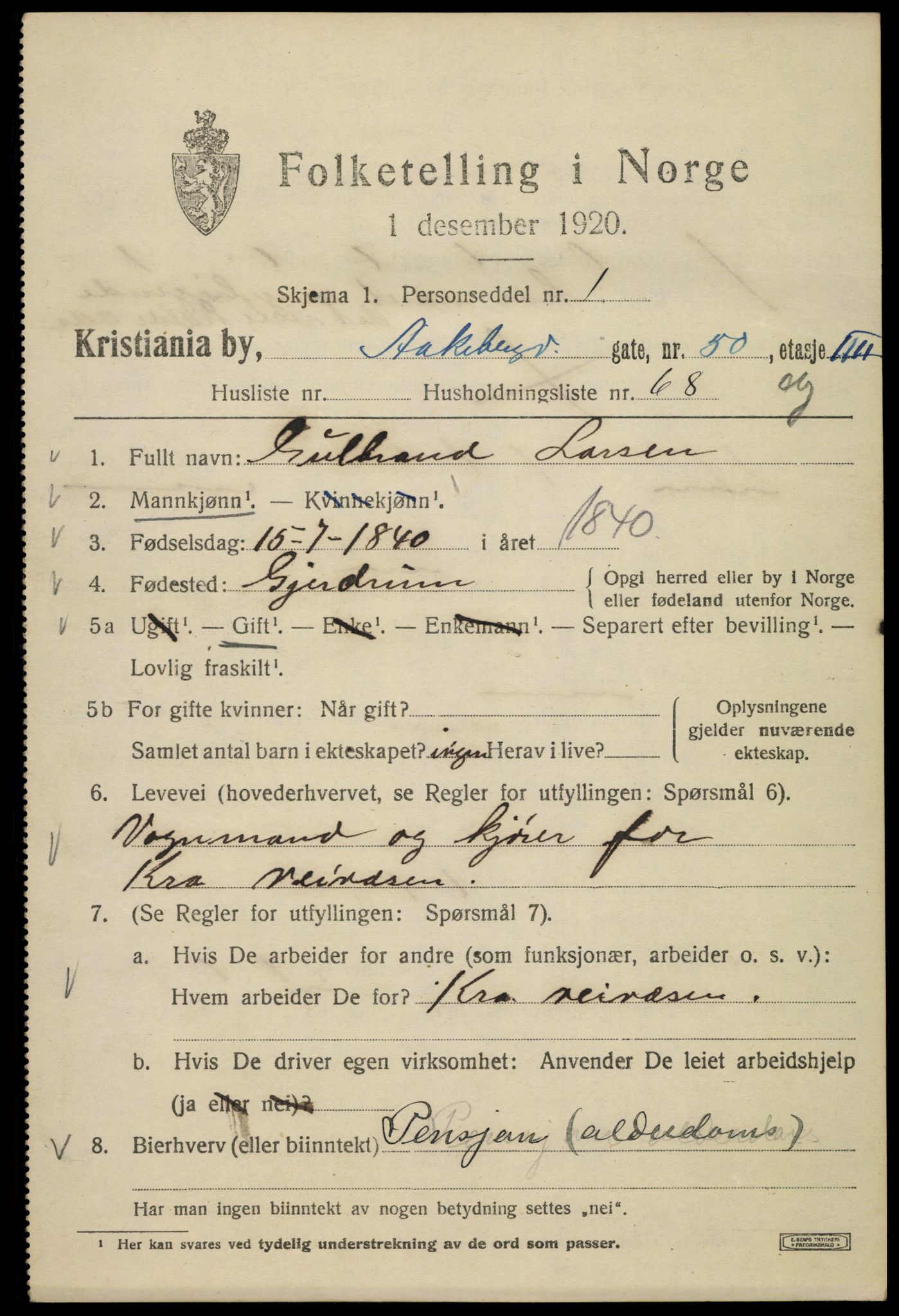 SAO, 1920 census for Kristiania, 1920, p. 136097