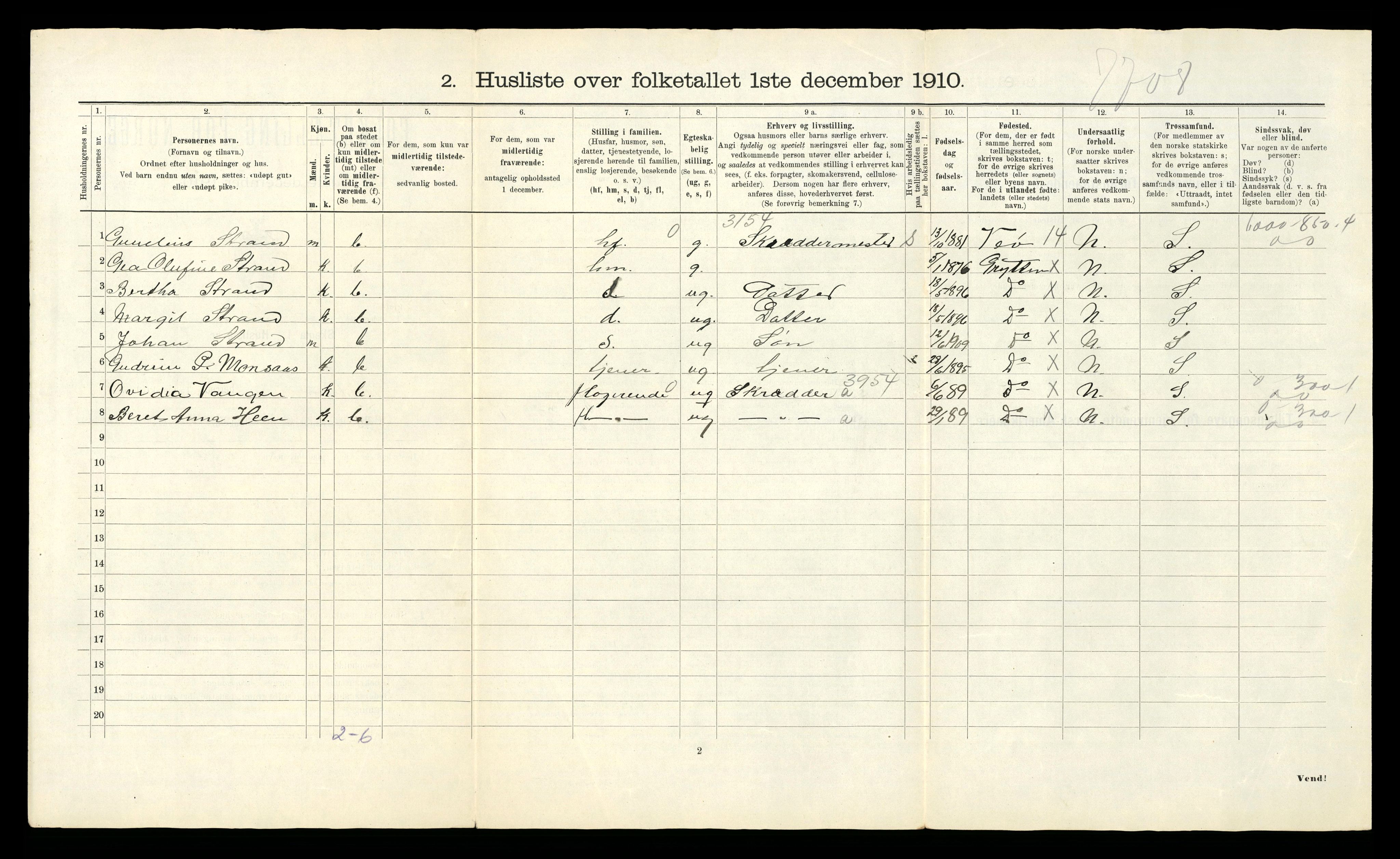 RA, 1910 census for Grytten, 1910, p. 37