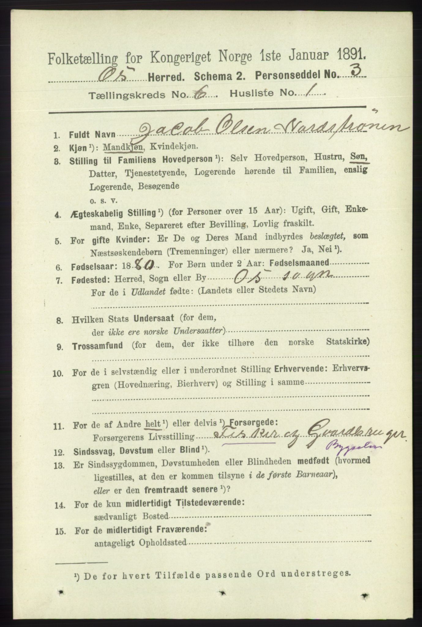 RA, 1891 census for 1243 Os, 1891, p. 1432