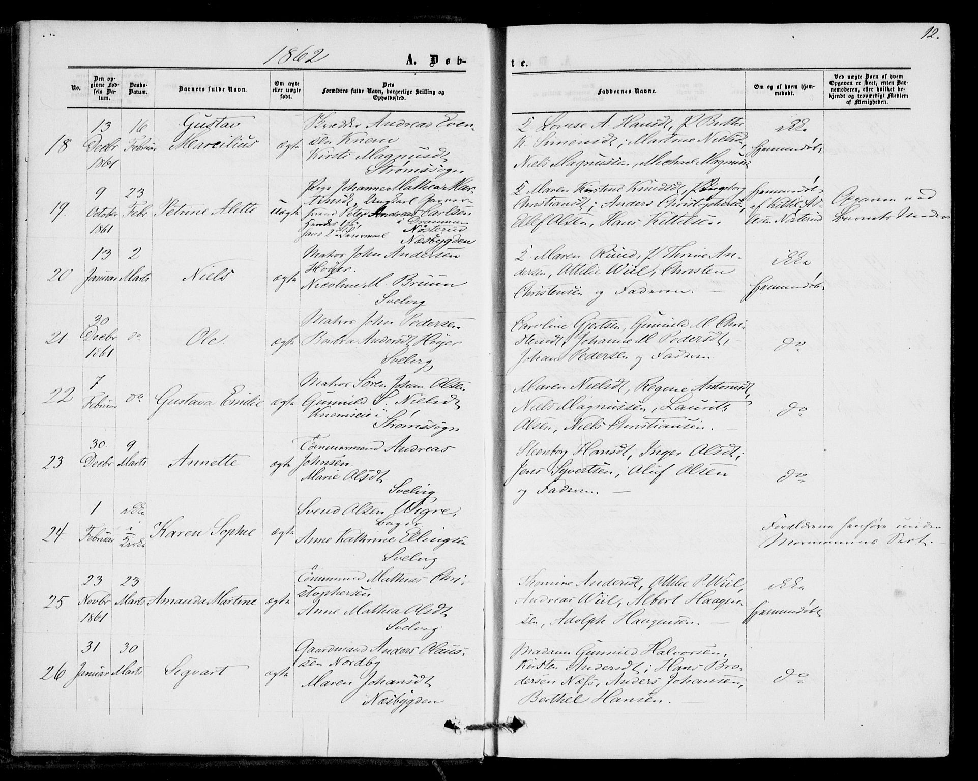 Strømm kirkebøker, AV/SAKO-A-322/F/Fa/L0001: Parish register (official) no. I 1, 1861-1869, p. 12