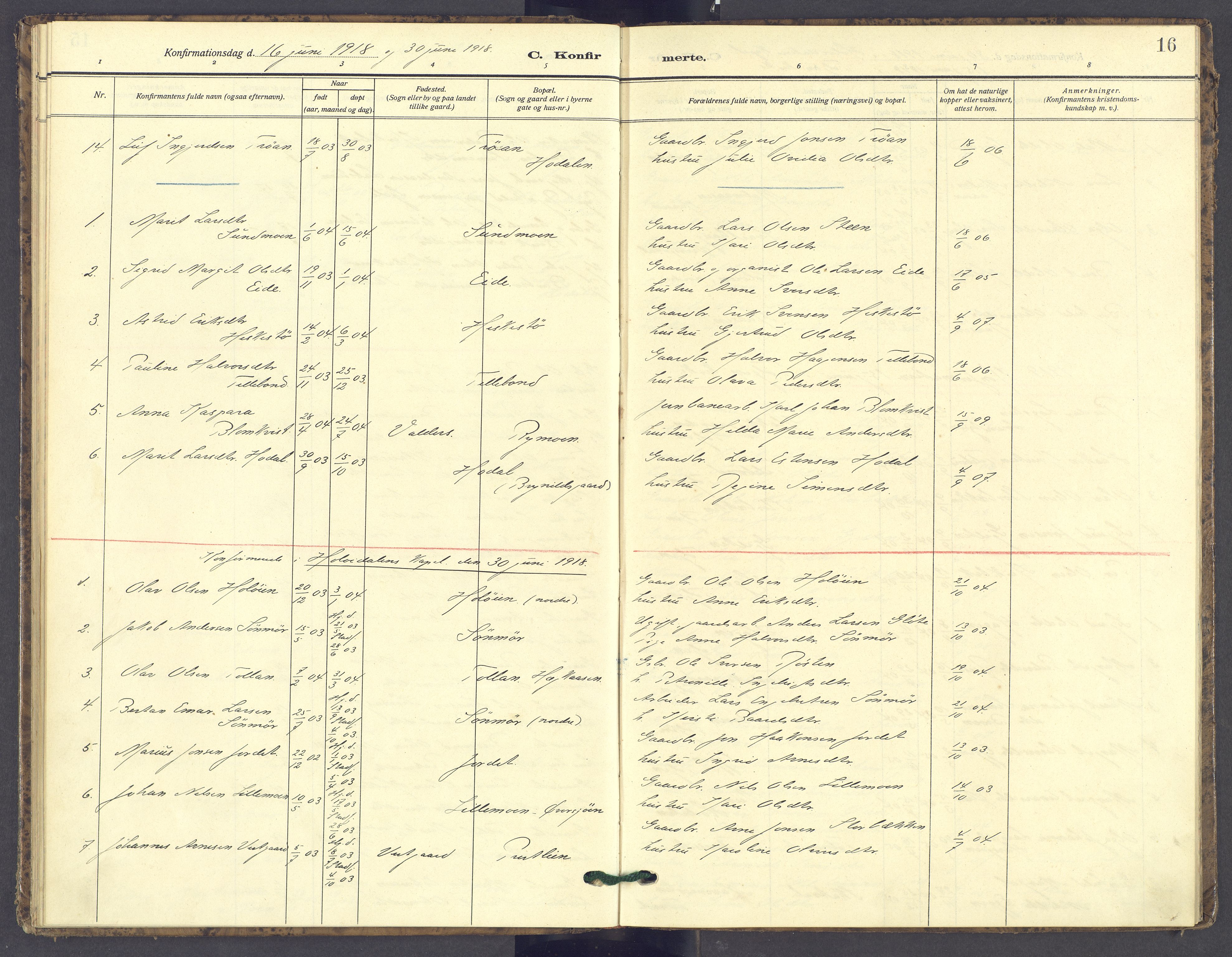 Tolga prestekontor, AV/SAH-PREST-062/K/L0016: Parish register (official) no. 16, 1908-1957, p. 16