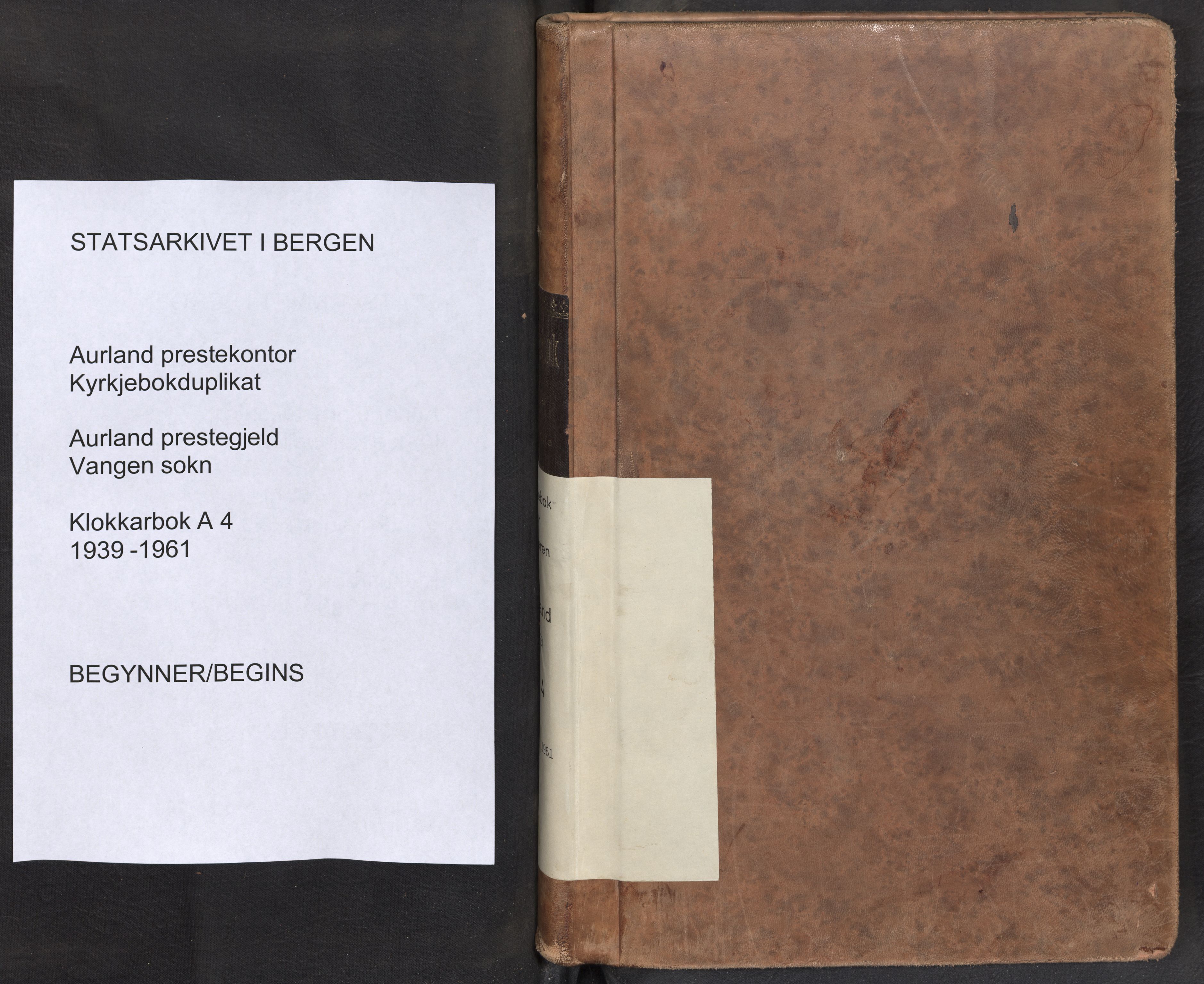 Aurland sokneprestembete, SAB/A-99937/H/Hb/Hba/L0004: Parish register (copy) no. A 4, 1939-1961