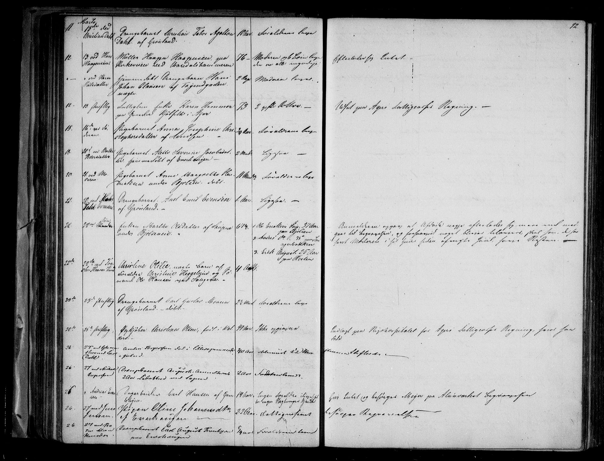 Aker sorenskriveri, AV/SAO-A-10895/H/Ha/Haa/L0003: Dødsanmeldelsesprotokoll, 1850-1864, p. 92