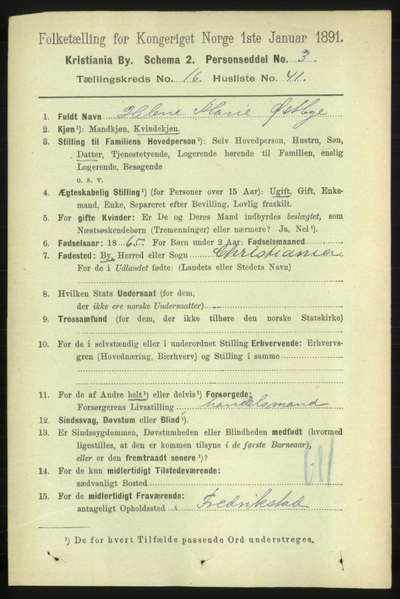 RA, 1891 census for 0301 Kristiania, 1891, p. 7991