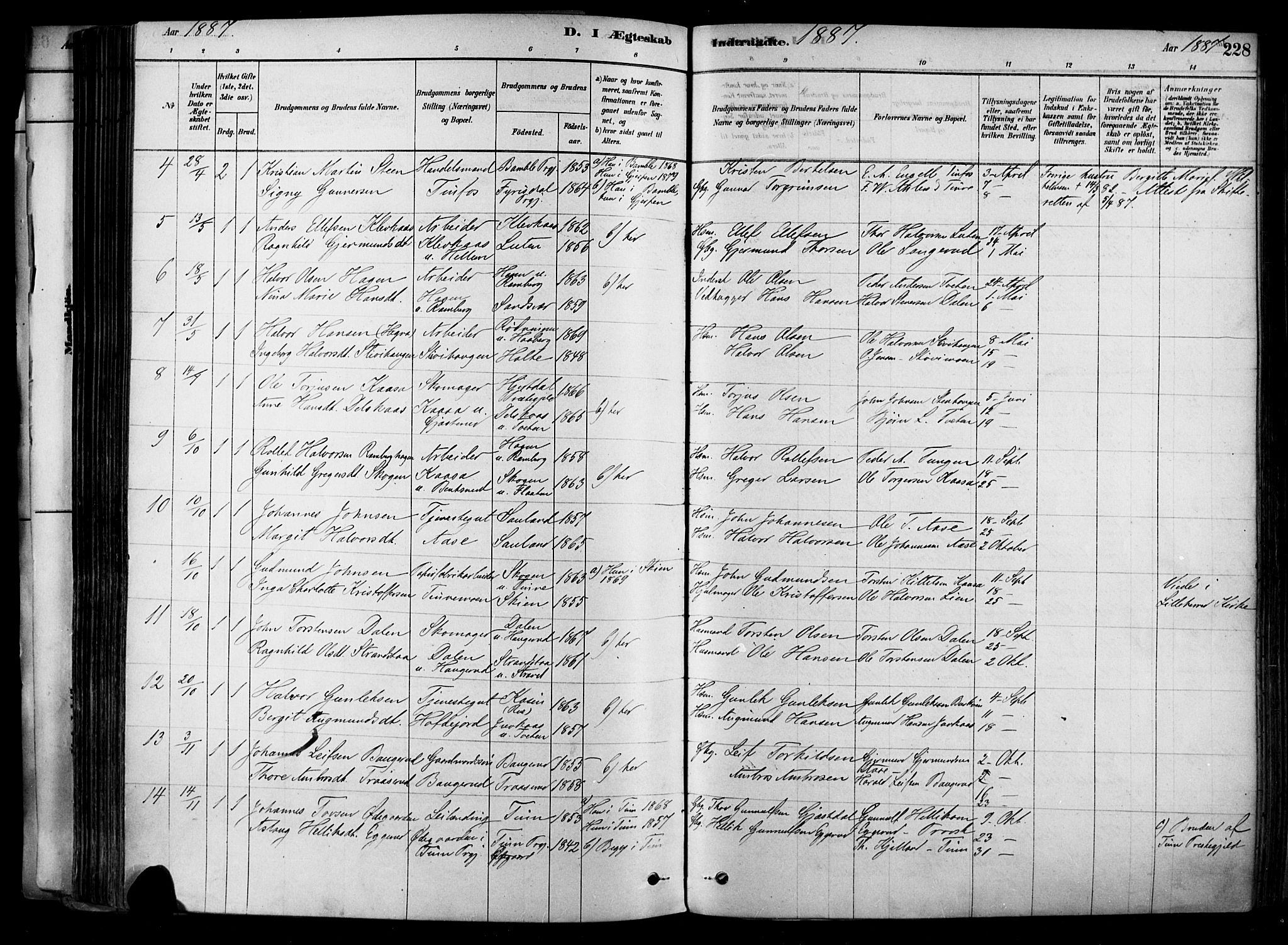 Heddal kirkebøker, SAKO/A-268/F/Fa/L0008: Parish register (official) no. I 8, 1878-1903, p. 228