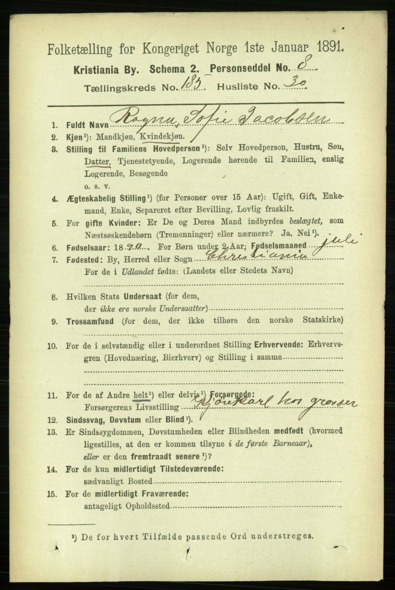 RA, 1891 census for 0301 Kristiania, 1891, p. 111286