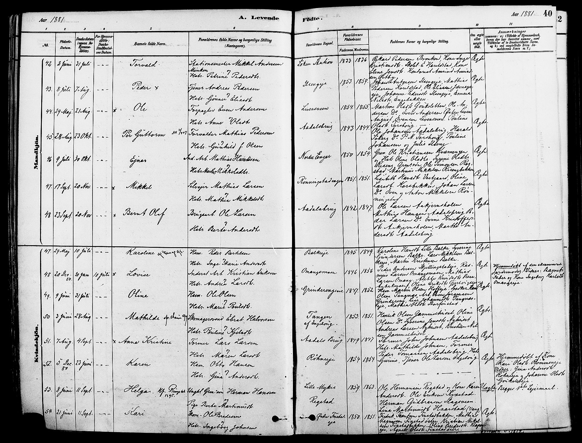 Løten prestekontor, AV/SAH-PREST-022/K/Ka/L0009: Parish register (official) no. 9, 1878-1891, p. 40