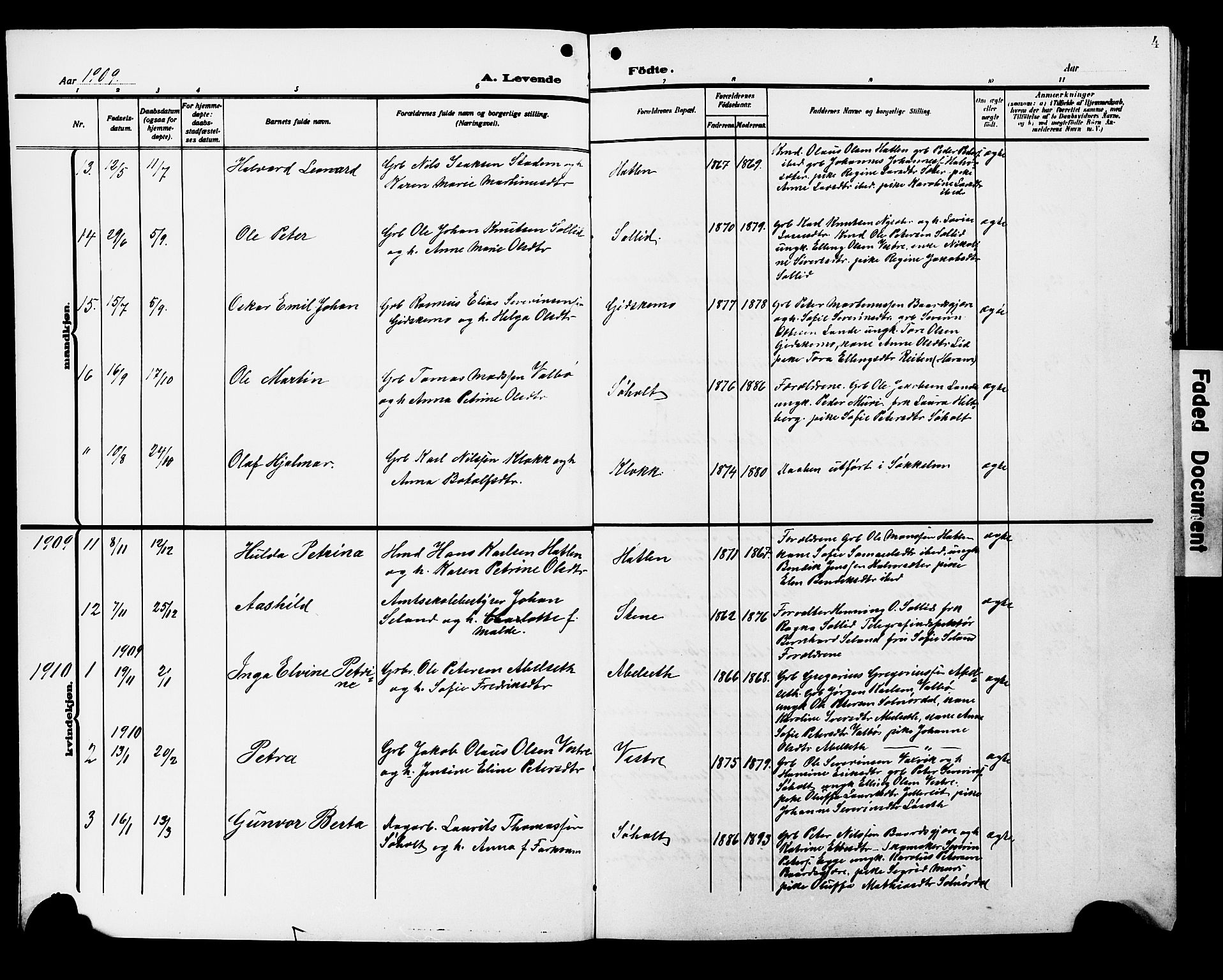 Ministerialprotokoller, klokkerbøker og fødselsregistre - Møre og Romsdal, AV/SAT-A-1454/522/L0328: Parish register (copy) no. 522C07, 1909-1925, p. 4