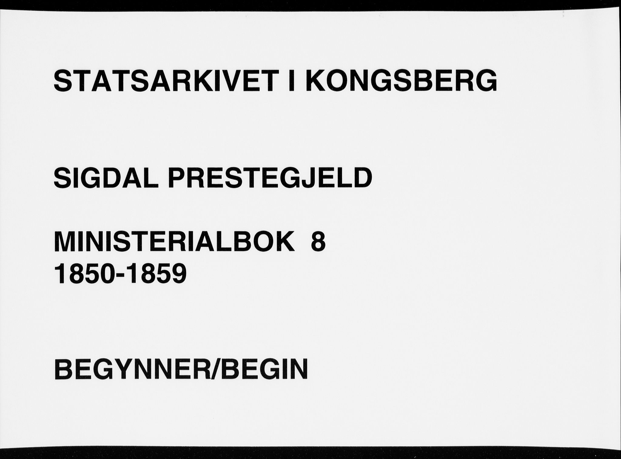 Sigdal kirkebøker, AV/SAKO-A-245/F/Fa/L0008: Parish register (official) no. I 8, 1850-1859