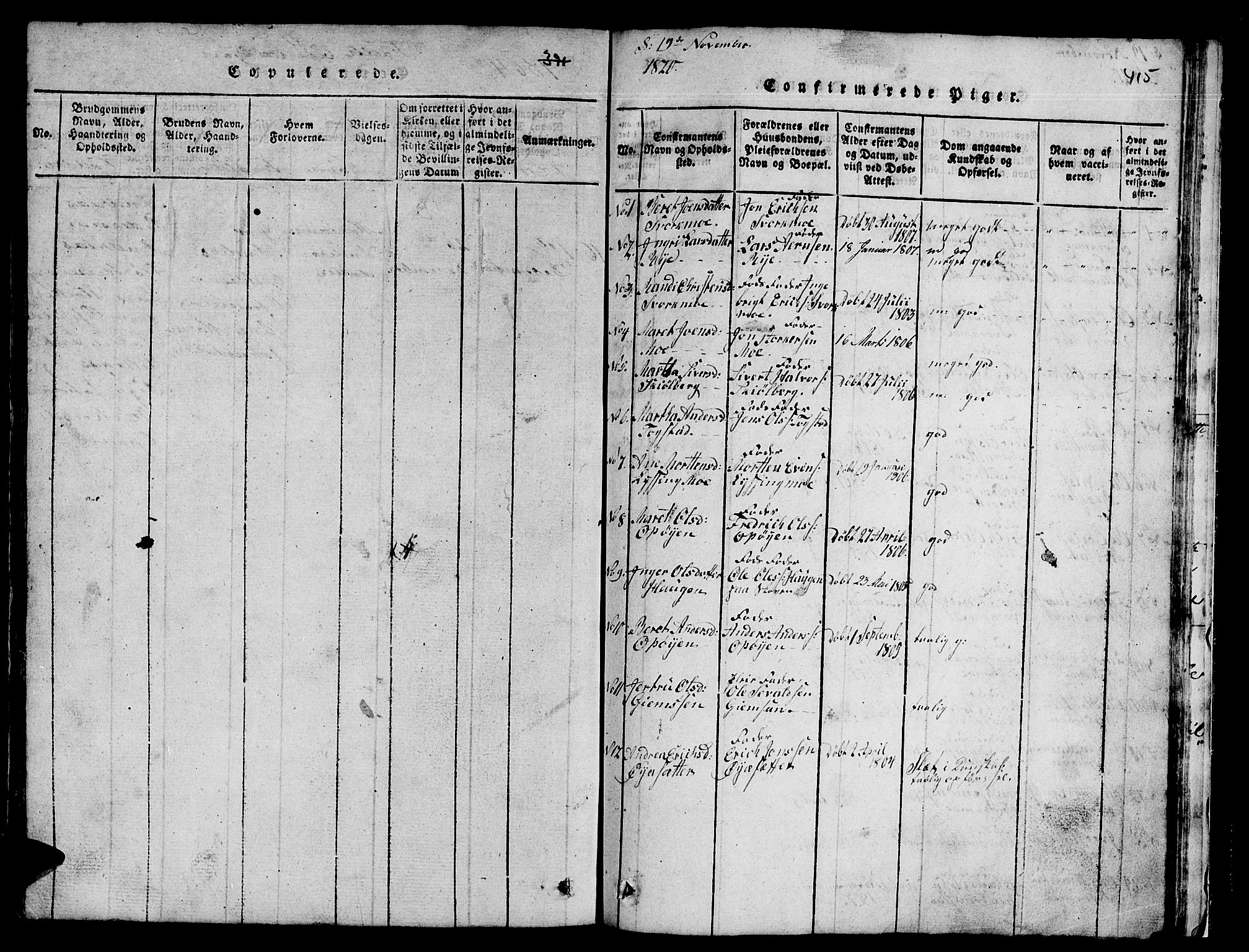 Ministerialprotokoller, klokkerbøker og fødselsregistre - Sør-Trøndelag, SAT/A-1456/671/L0842: Parish register (copy) no. 671C01, 1816-1867, p. 414-415