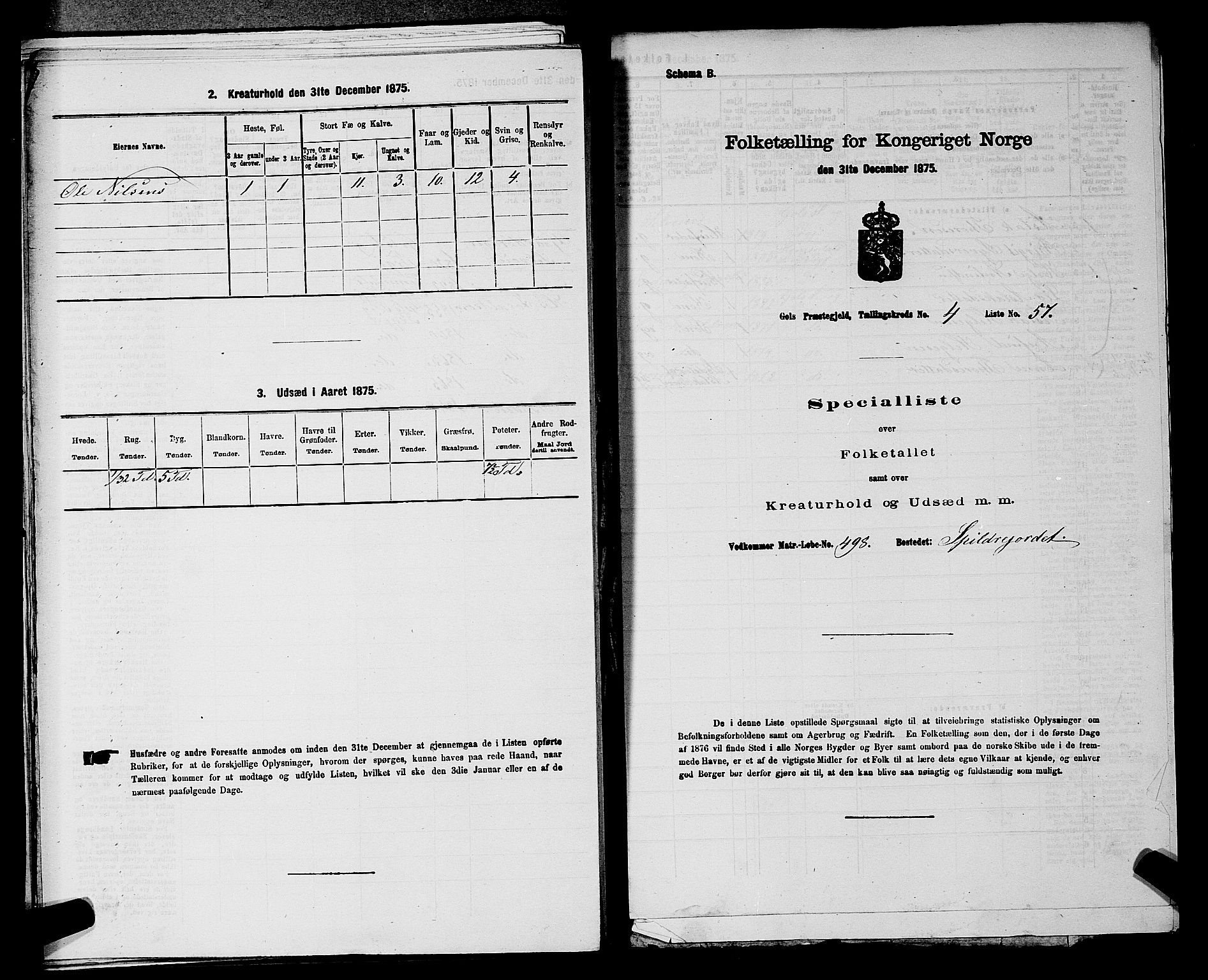 SAKO, 1875 census for 0617P Gol, 1875, p. 715