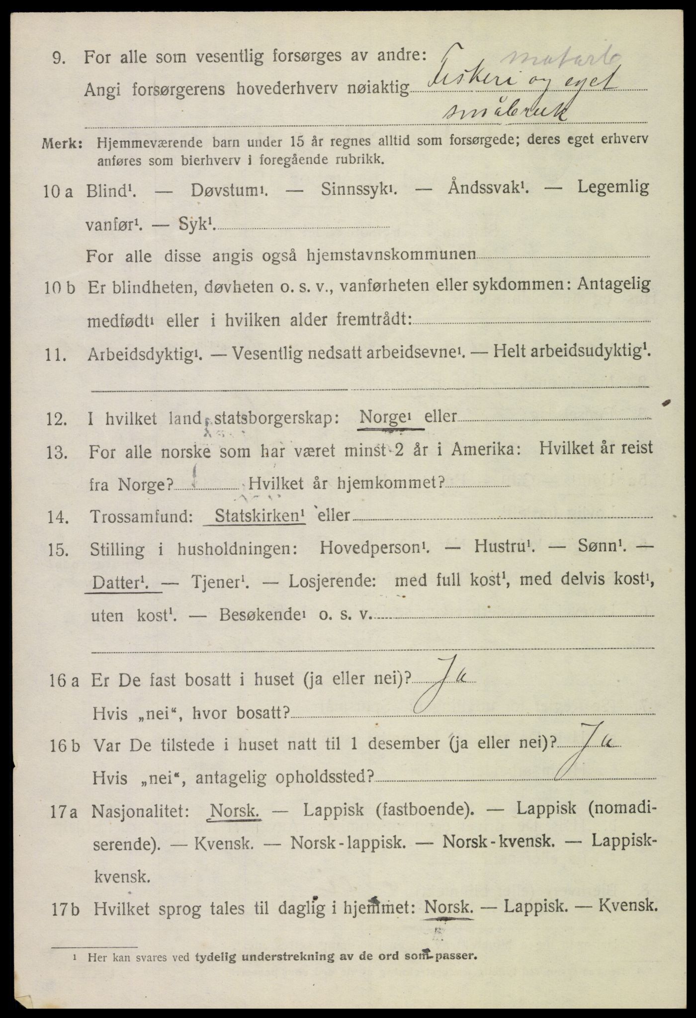 SAT, 1920 census for Bø, 1920, p. 10385