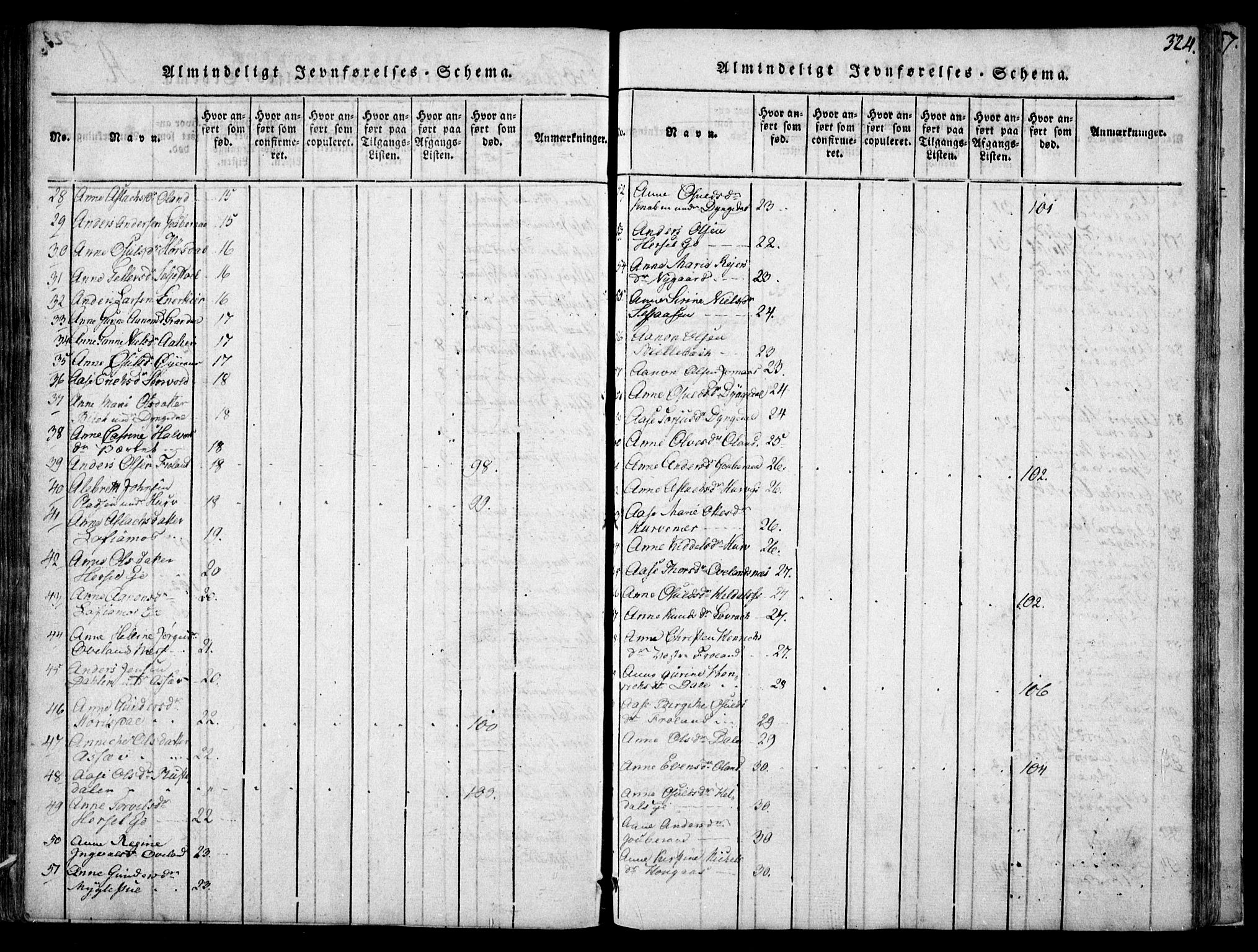 Fjære sokneprestkontor, AV/SAK-1111-0011/F/Fb/L0007: Parish register (copy) no. B 7, 1816-1826, p. 324