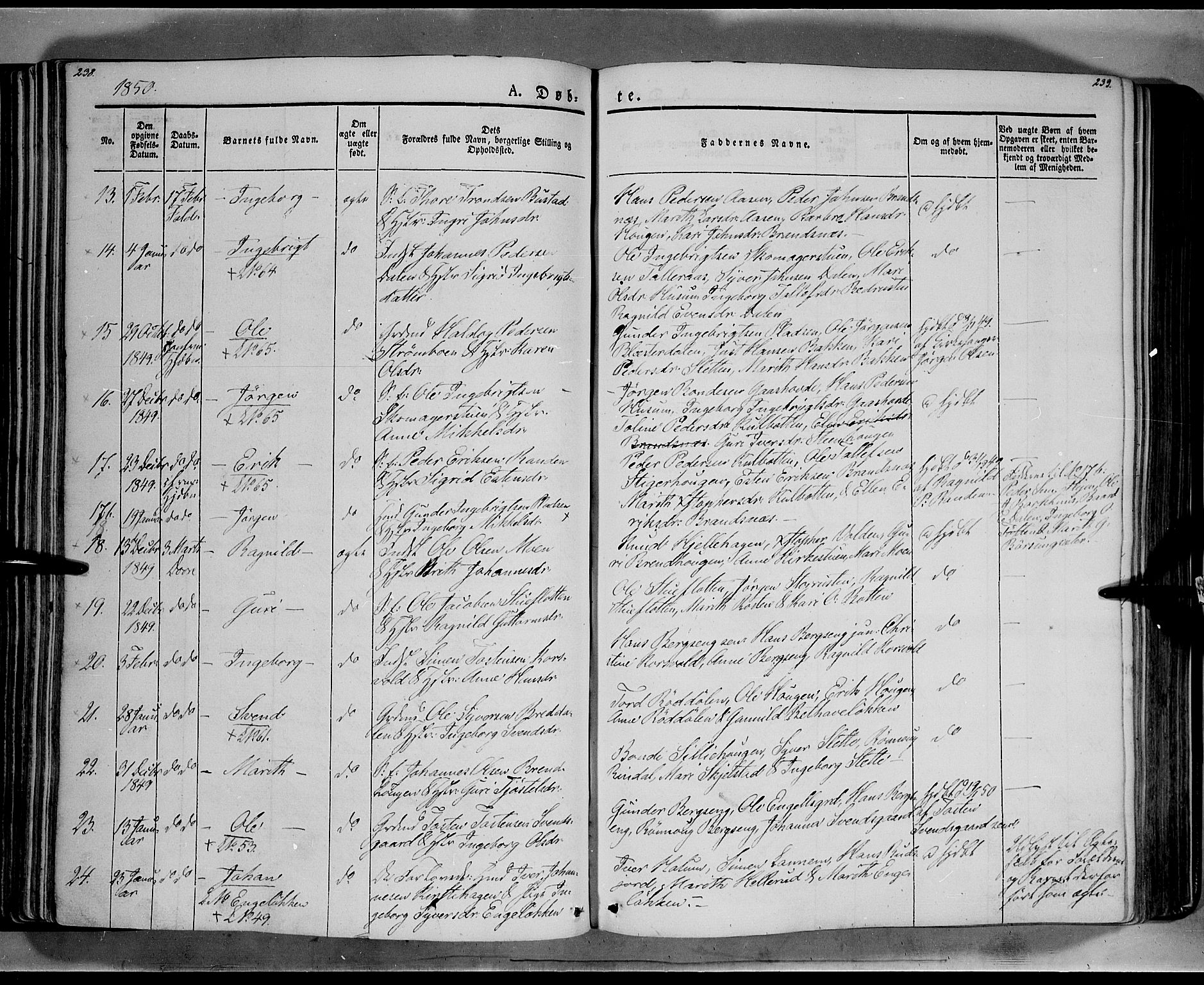 Lesja prestekontor, SAH/PREST-068/H/Ha/Haa/L0006: Parish register (official) no. 6A, 1843-1854, p. 238-239