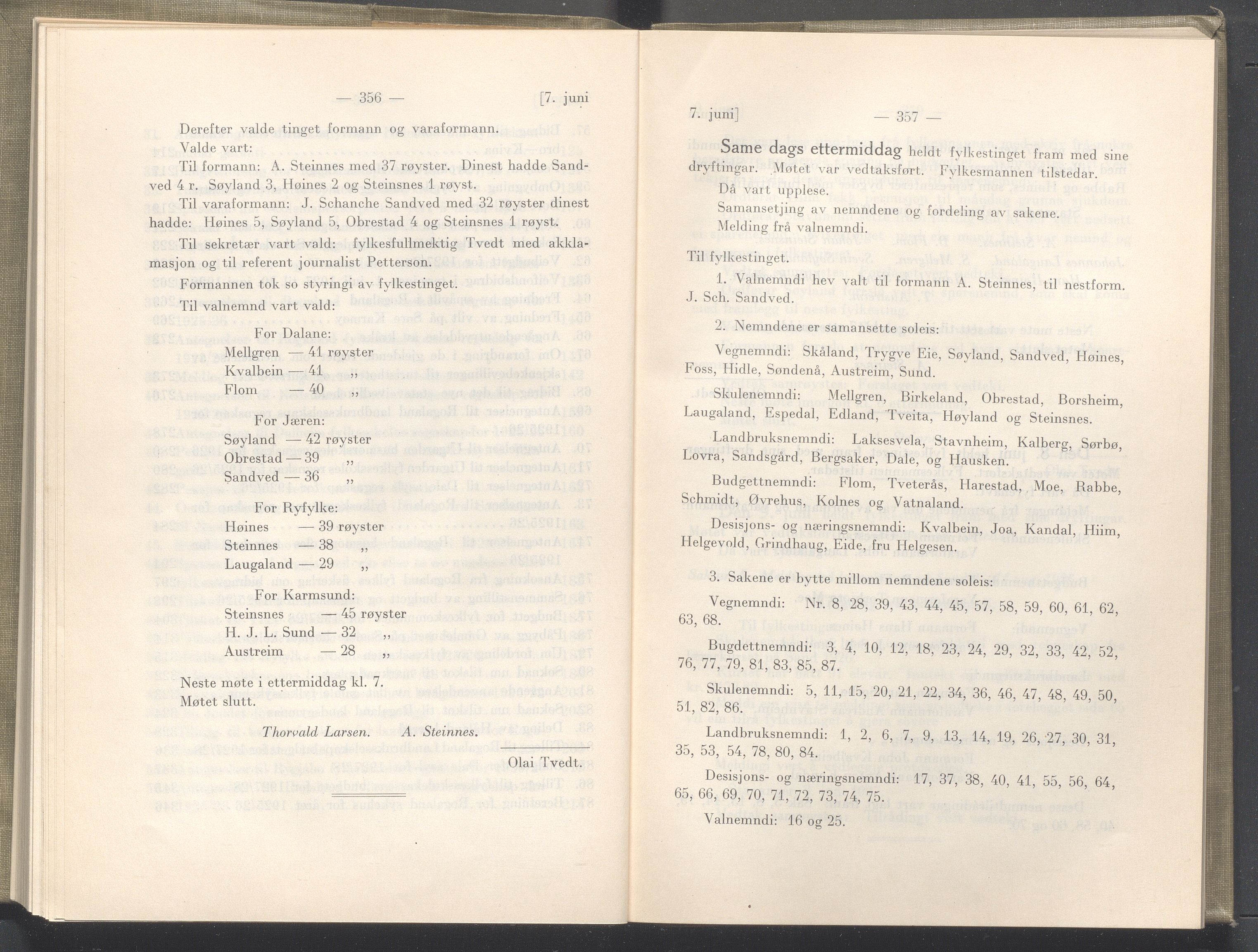 Rogaland fylkeskommune - Fylkesrådmannen , IKAR/A-900/A/Aa/Aaa/L0046: Møtebok , 1927, p. 356-357