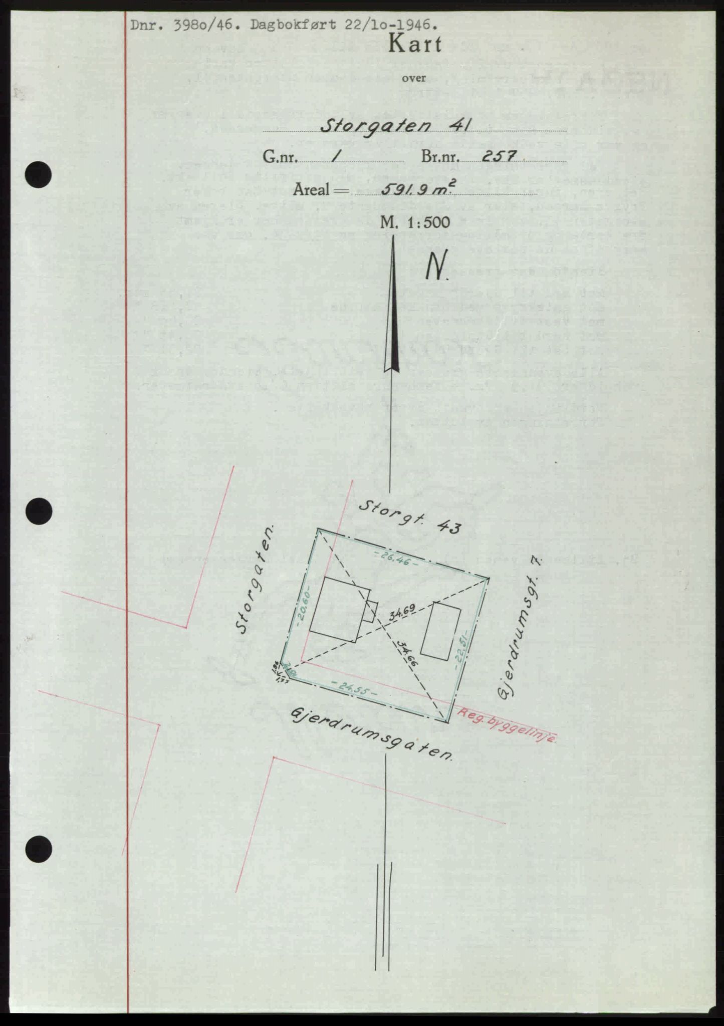 Nedre Romerike sorenskriveri, AV/SAO-A-10469/G/Gb/Gbd/L0017: Mortgage book no. 17, 1946-1946, Diary no: : 3980/1946